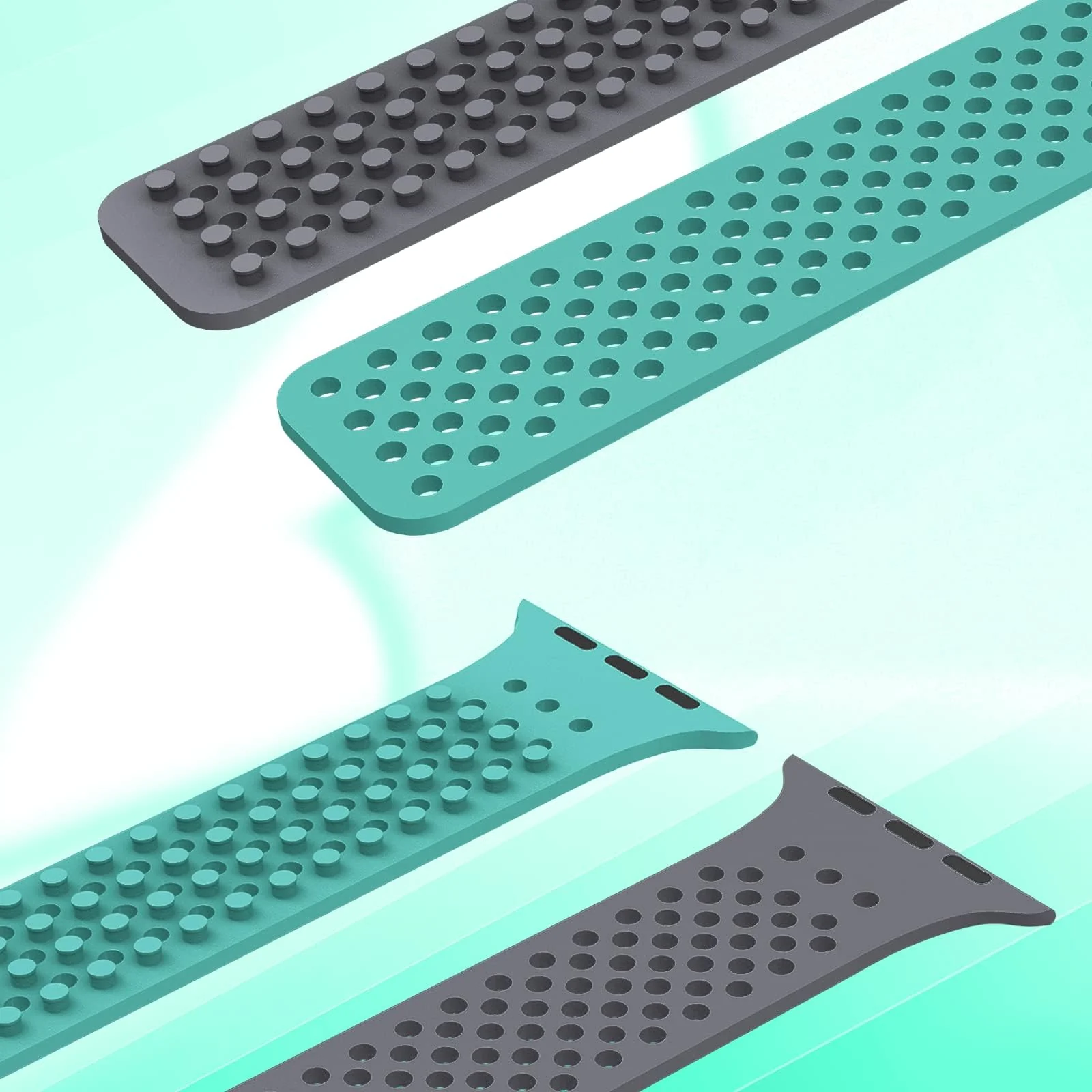 DL3 Mobilak Soft Silicone Band For Apple Watch Ultra Bands 49mm 45mm 44mm 42mm, Sport Replacement Wristband No Clasps for iWatch Series 8 ultra 7 6 5 4 SE 3 2 Women Men, Waterproof Strap - Cyan Grey