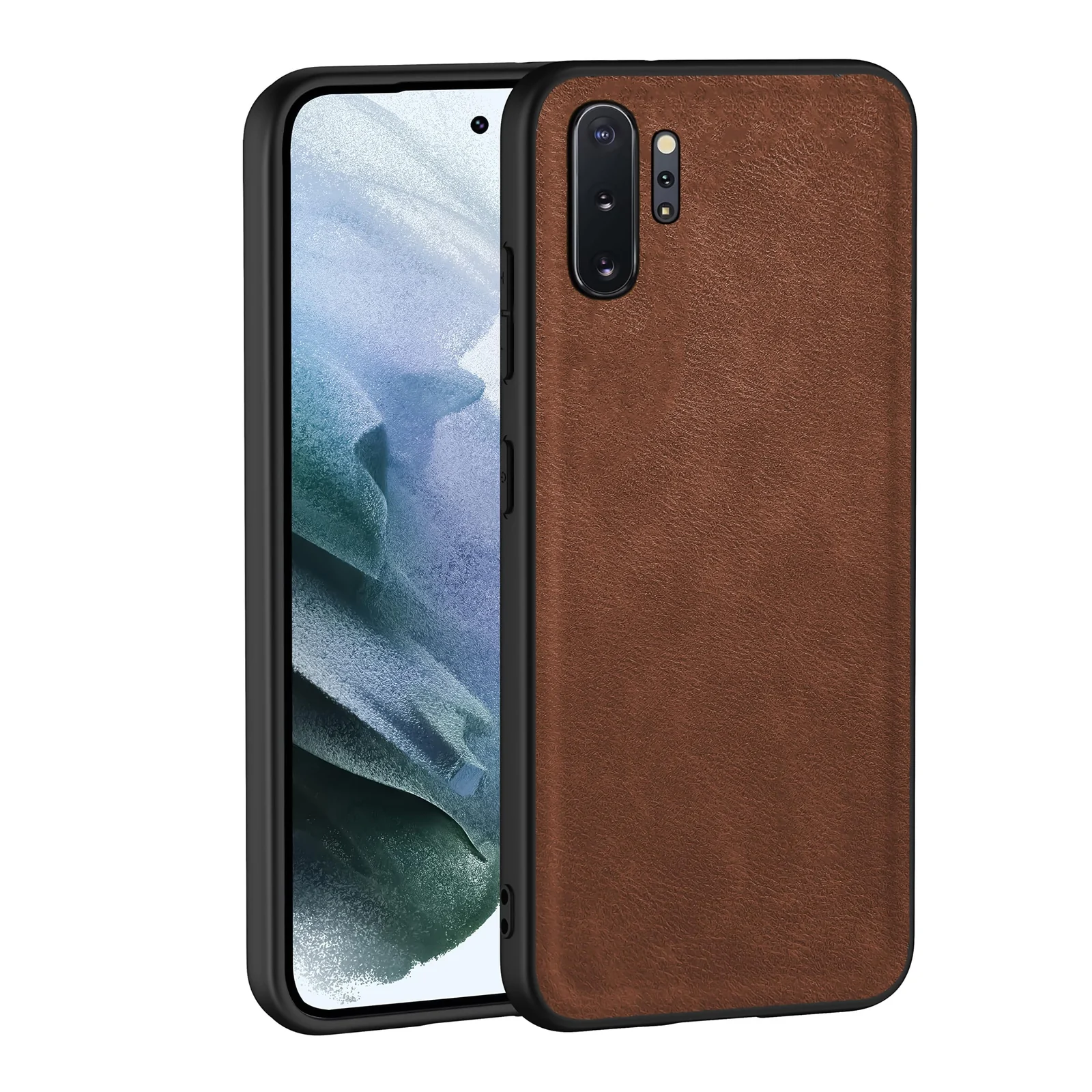 Dl3 Mobilak Case for Samsung Note 10 Plus Leather Case,Anti-Drop, Anti-Shock, Non-Slip Texture,Simple Cell Phong Cover (Dark Brown)
