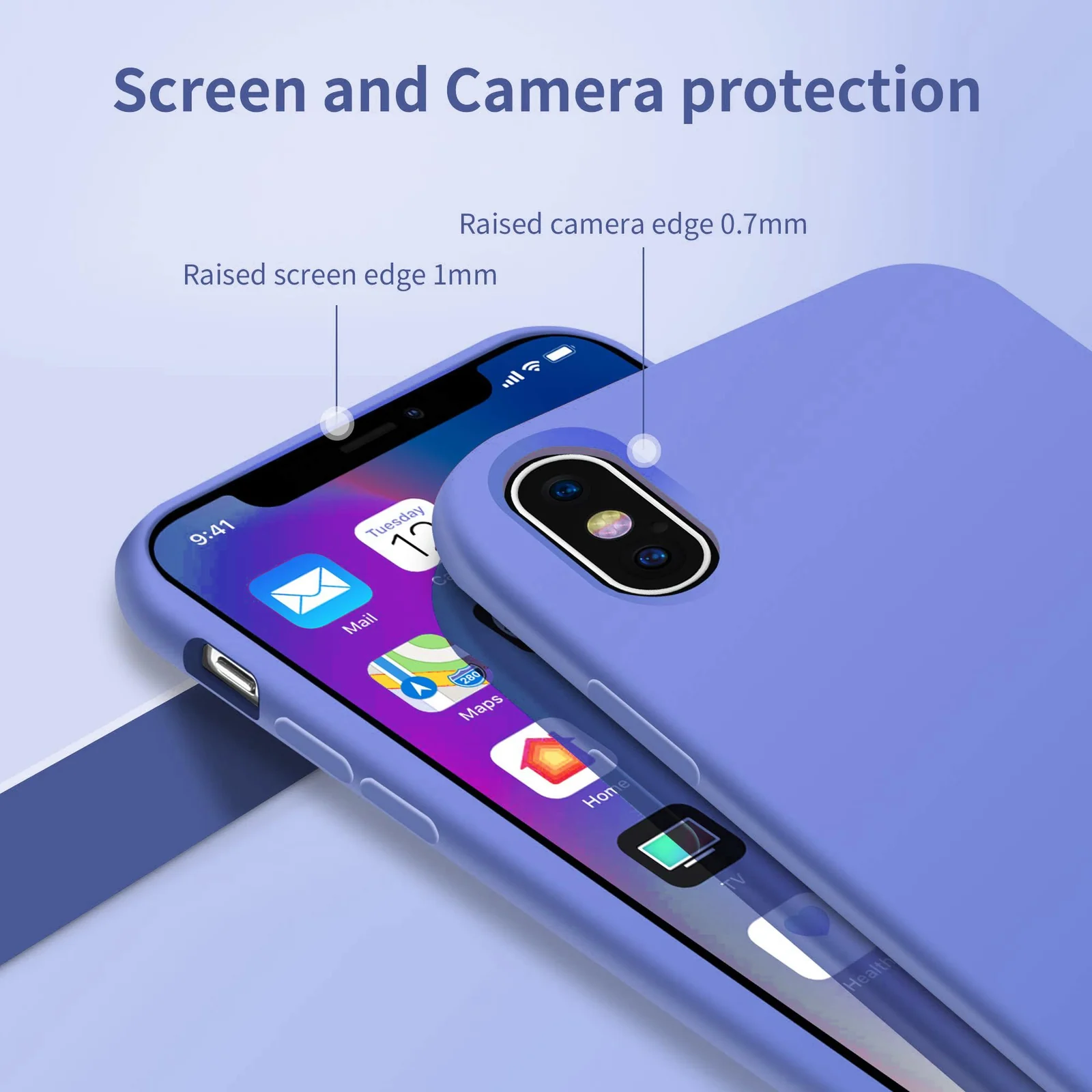 DL3 Mobilak Compatible with iPhone XS Max Case, Liquid Silicone Case, Full Body Protective Cover, Shockproof, Slim Phone Case, Anti-Scratch Soft Microfiber Lining - Light Blue 2