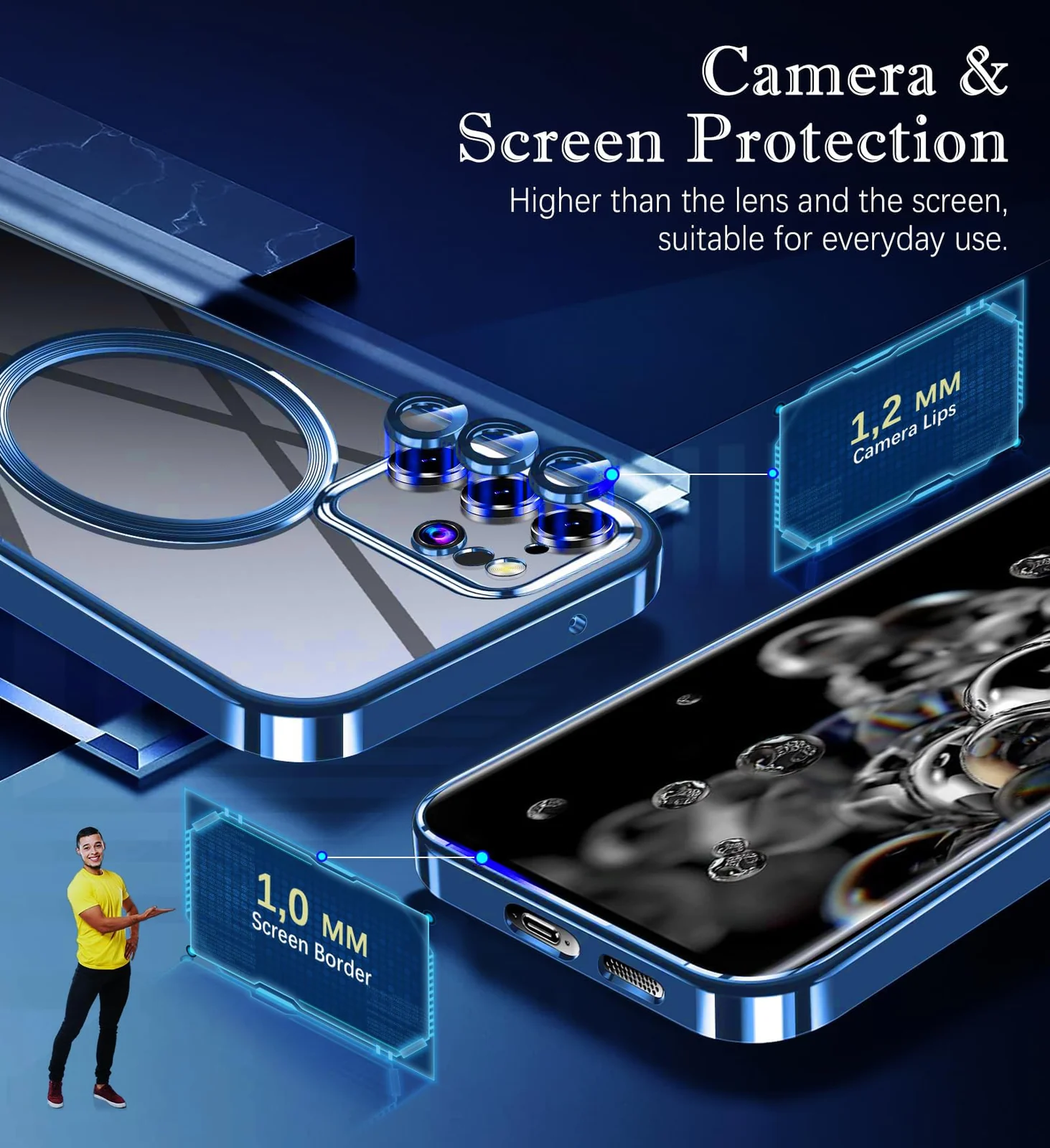 DL3 Mobilak Clear MagSafe-Compatible Magnetic Case for Samsung Galaxy S20 Ultra with Camera Protection and Shockproof Design - Blue