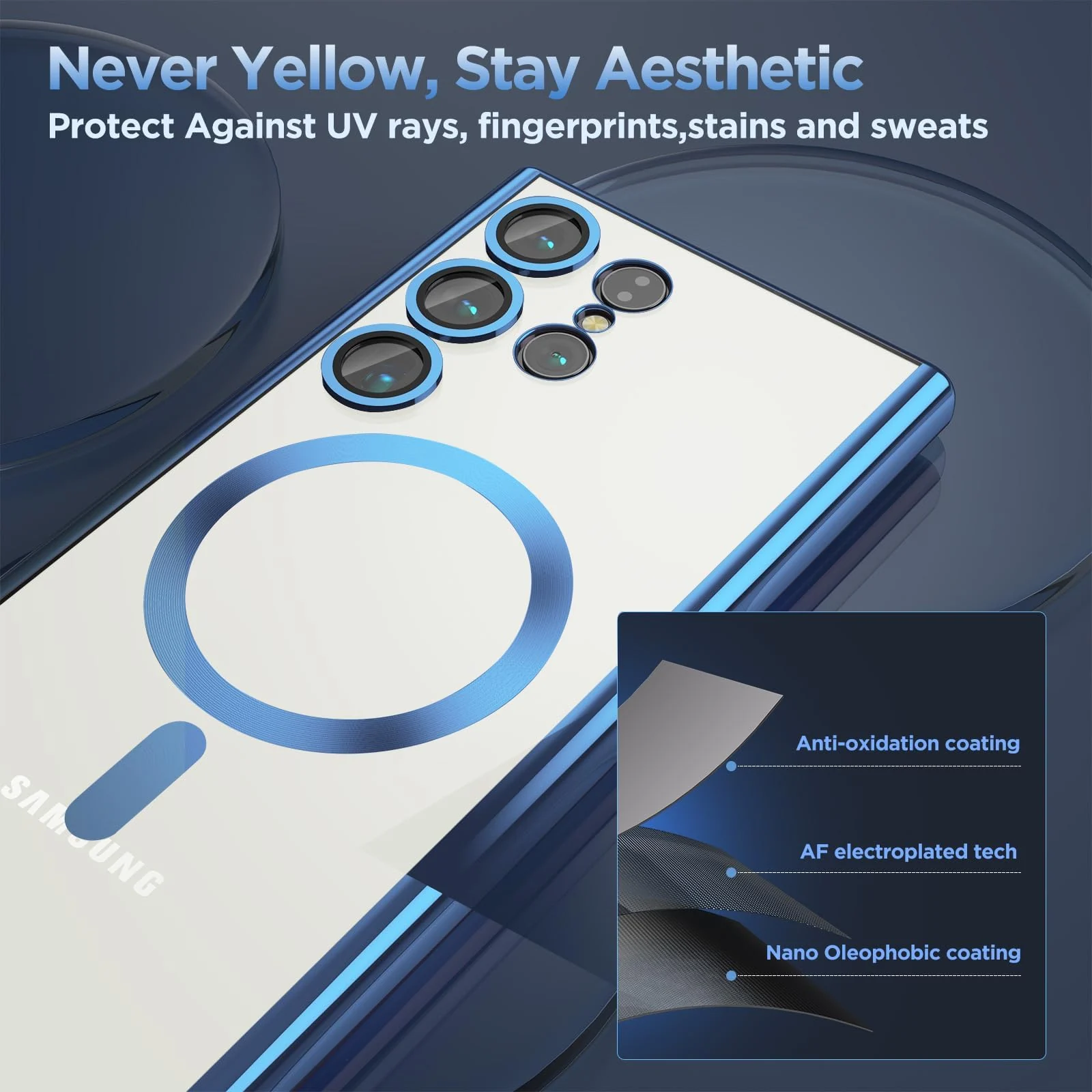 DL3 Mobilak Clear MagSafe-Compatible Magnetic Case for Samsung Galaxy Note 10 Plus with Camera Protection and Shockproof Design - Blue