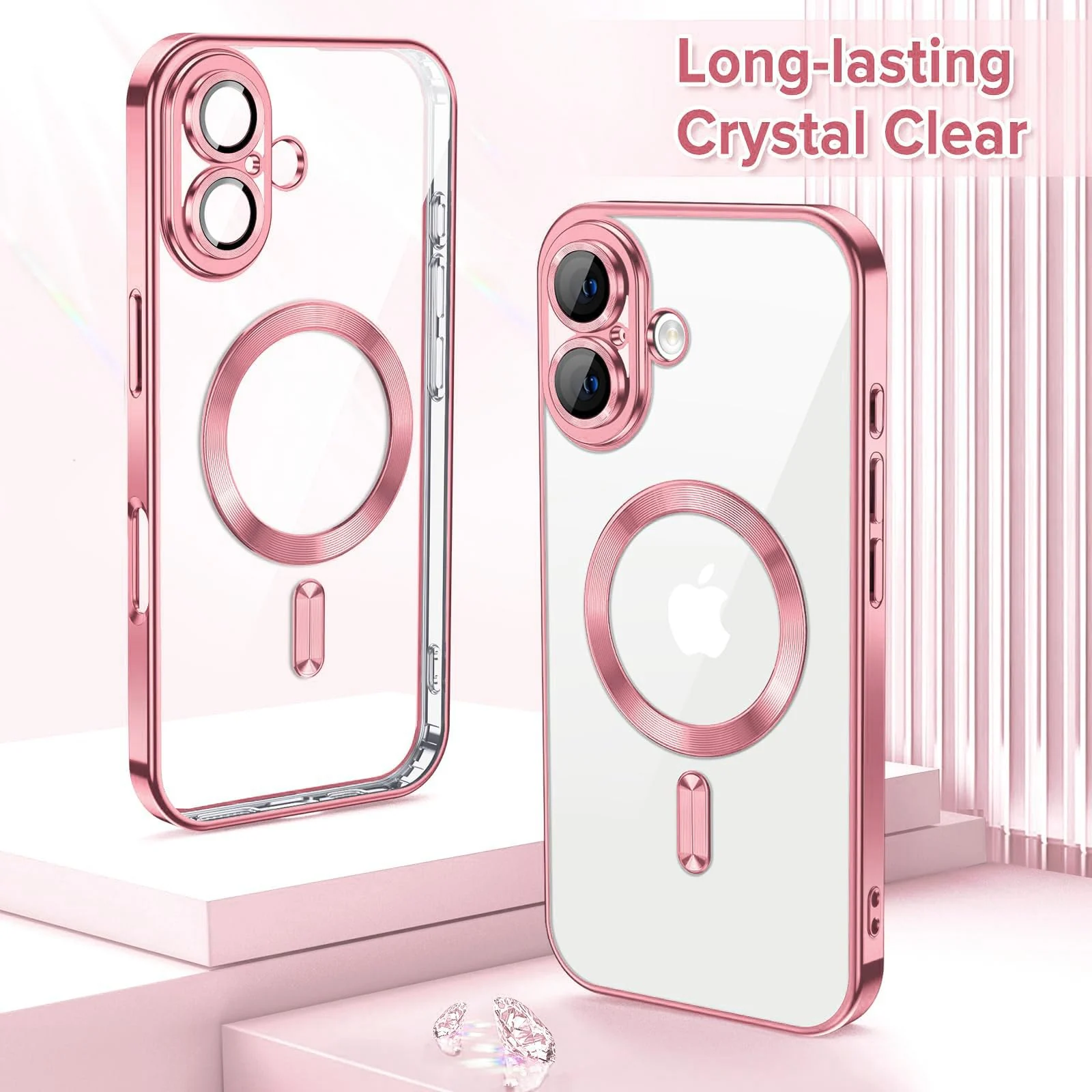 DL3 Mobilak Plated-Edge Protective Case for iPhone 17, Compatible with MagSafe accessories, Supports wireless charging, Camera protection - Rose Gold
