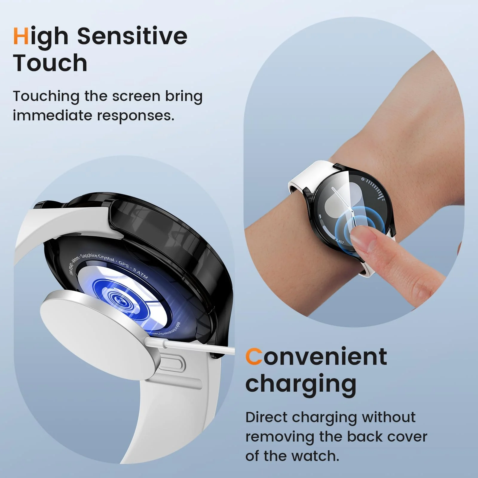 DL3 Mobilak Case for Samsung Galaxy Watch 7 44mm, with Built in Screen Protector, TPU Watch Case, [Full Coverage], Shockproof Cover, High Definition Cover, Protective Case for Watch7 44 mm - Rose Gold