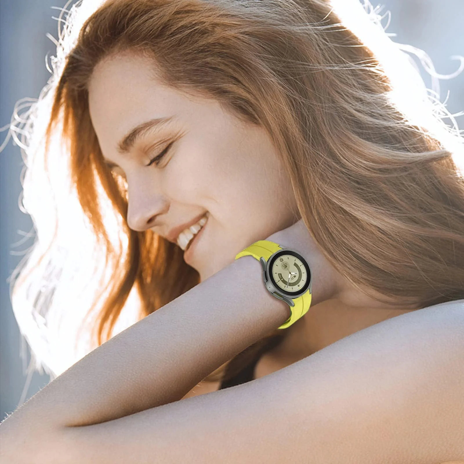 DL3 Mobilak 22MM Silicone Band Magnetic Clasp Strap For Xiaomi Redmi Watch 5 Active/5 Lite/Samsung Galaxy Watch 46mm/Watch 3 45mm/Gear S3/Huawei watch (GT6 GT5 GT4 GT3 GT2 GT 46MM)/GT6 Pro/Amazfit GTR4 - Yellow