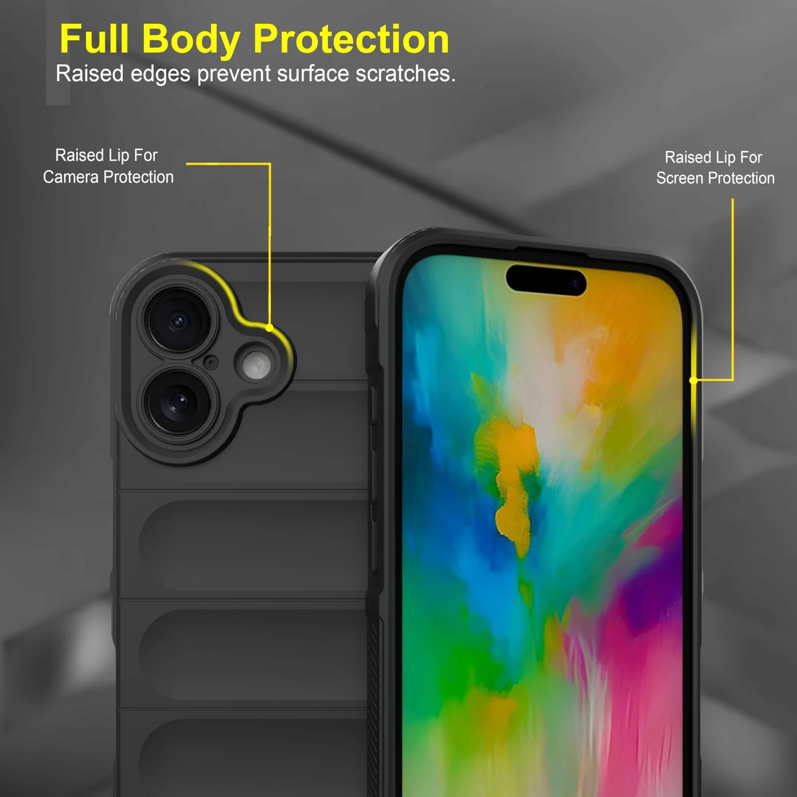 DL3 Mobilak Silicone Case for iPhone 16 6.1-Inch Heavy Duty Protective [Slim Fit] Shockproof Soft Flexible Protective Design Shock-Absorption TPU Cover With Camera Protection - Black