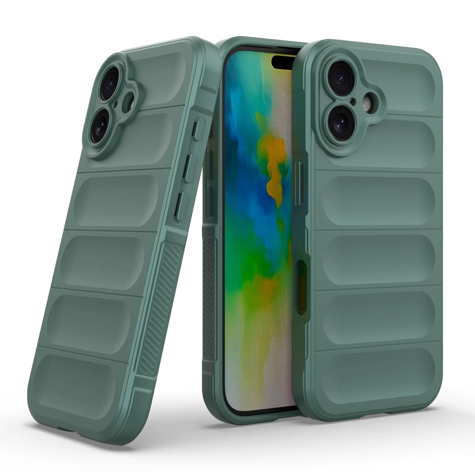 DL3 Mobilak Soft Silicone Protective Case for iPhone 16 Plus with Camera Protection and Shockproof Design - Green