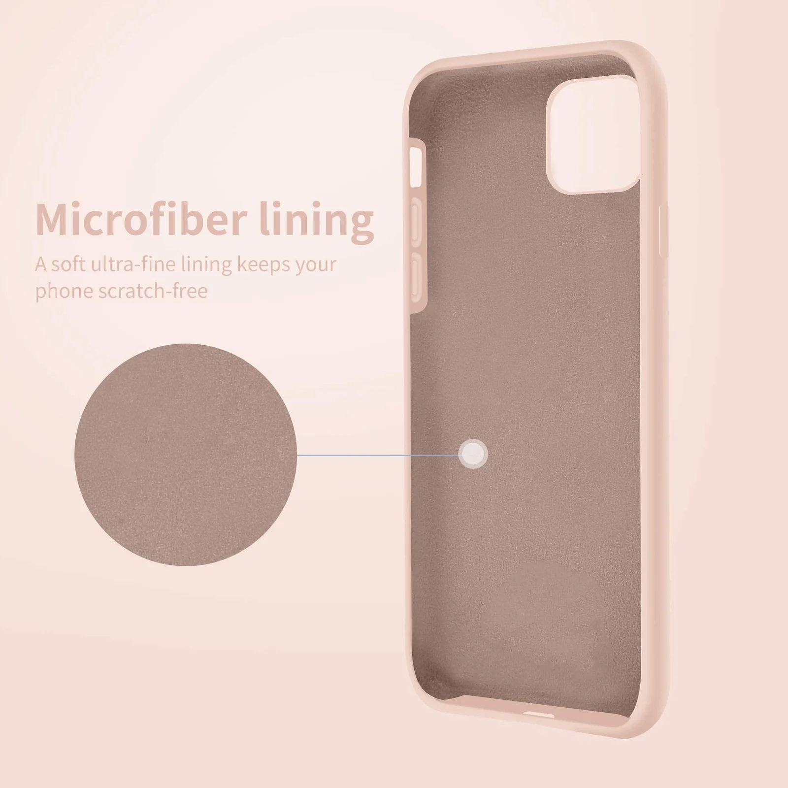 DL3 Mobilak Liquid Silicone Protective Case for iPhone 11 (6.1 Inch) with Camera Protection and Microfiber Lining - Pink Sand