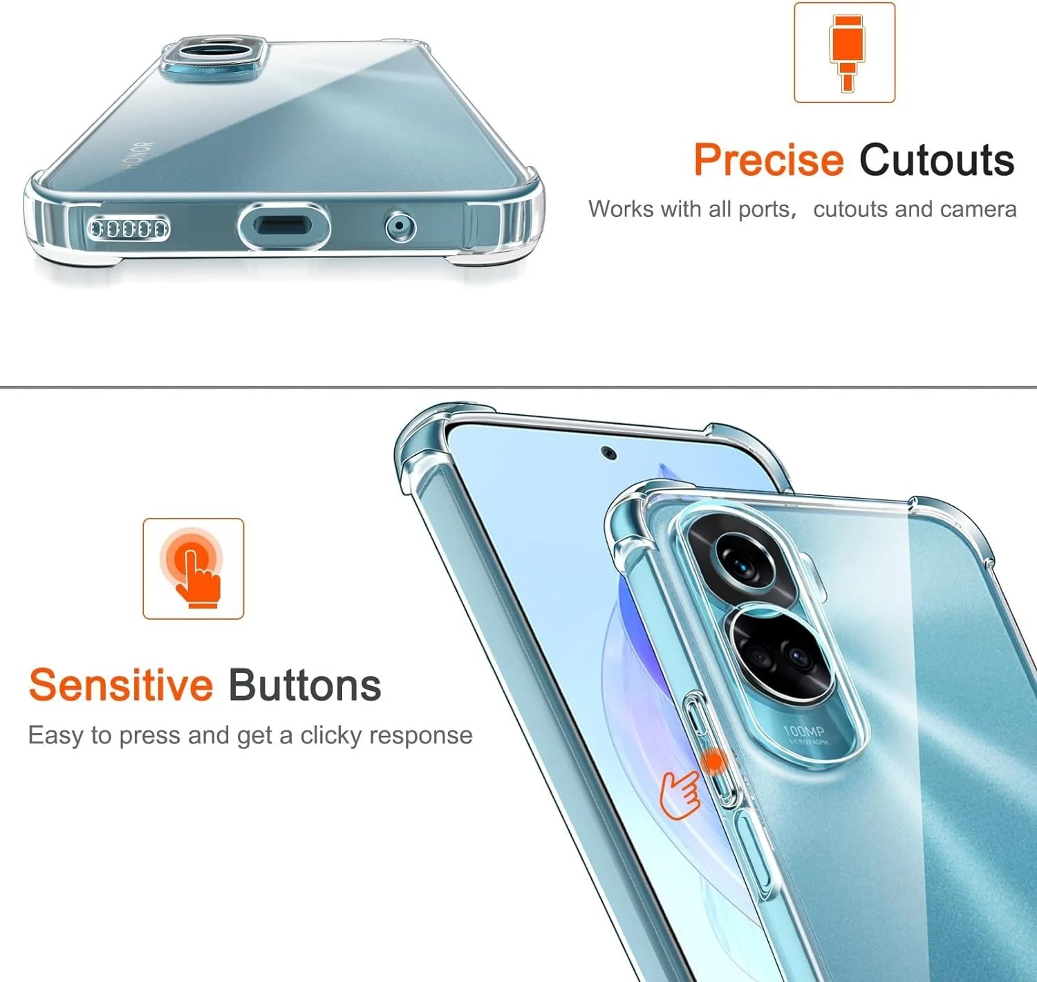 DL3 Mobilak Clear TPU Protective Case for Honor 90 Lite 5G with Camera Protection and Shockproof Design - Clear