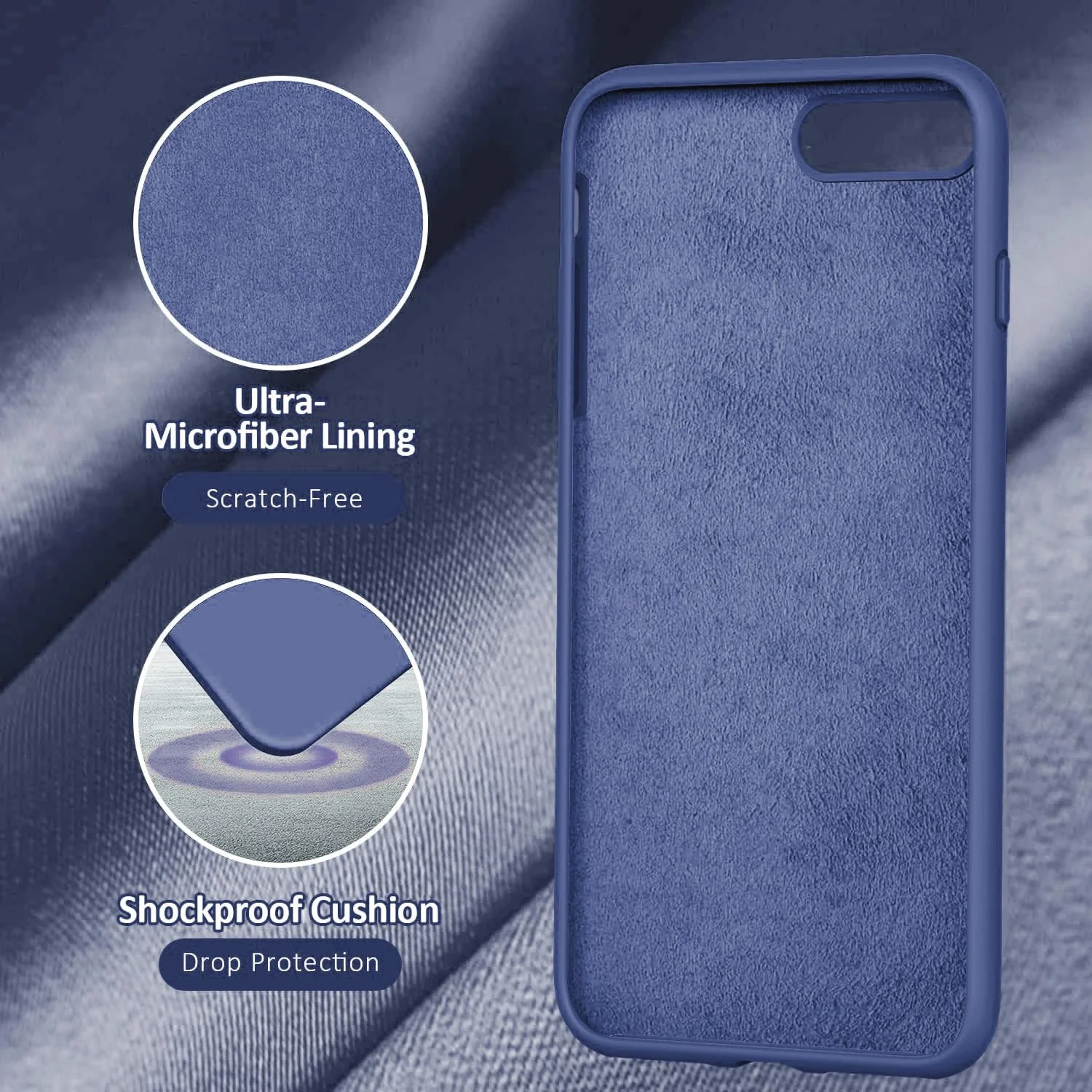 DL3 Mobilak Liquid Silicone Protective Case for iPhone 7 Plus / iPhone 8 Plus with Camera Protection and Microfiber Lining - Lavender Blue