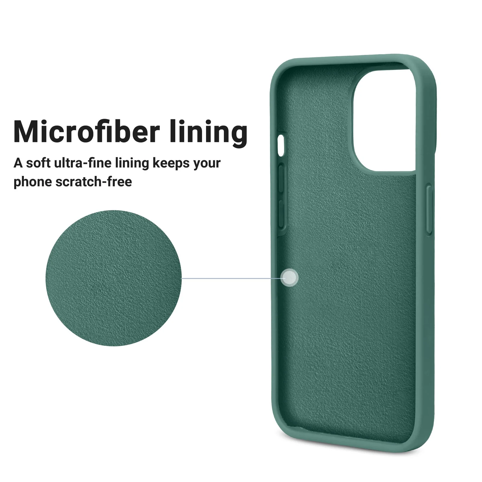 DL3 Mobilak Liquid Silicone Protective Case with Soft Microfiber Lining for iPhone 12 / 12 Pro (6.1 Inch) - Pine Green