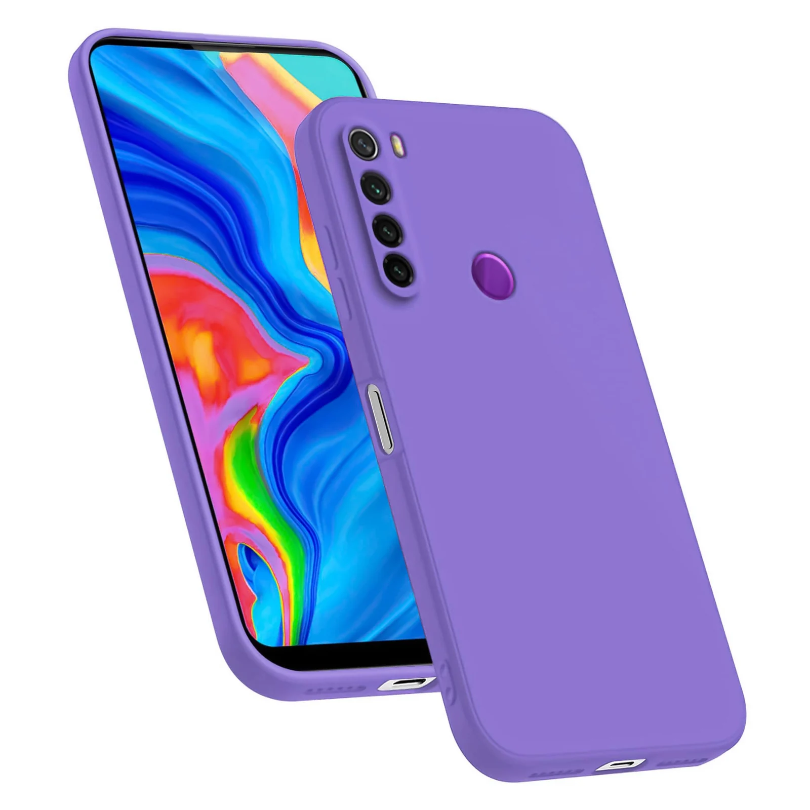 DL3 Mobilak Soft Silicone Protective Case for Xiaomi Redmi Note 8 with Microfiber Lining and Shockproof Design - Light Purple