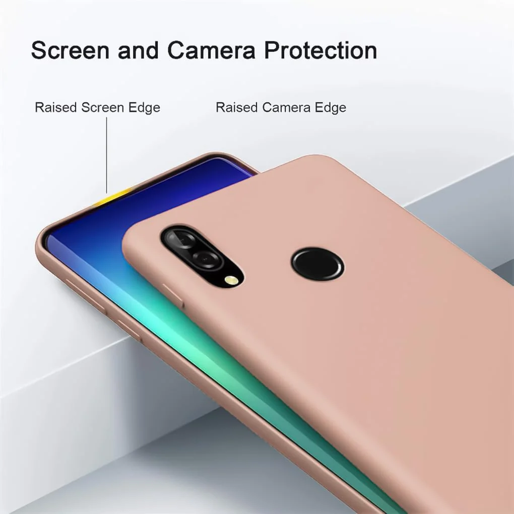 DL3 Mobilak Soft Silicone Protective Case for Huawei nova 3i with Microfiber Lining and Shockproof Design - Light Orange