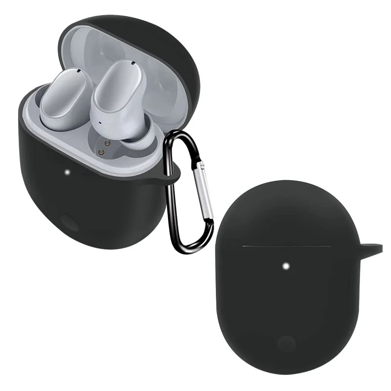 DL3 Mobilak Silicone Case Compatible with Xiaomi Redmi Buds 4 Earbuds, Soft Silicone Protective Case Cover, Shockproof Sleeve with Carabiner