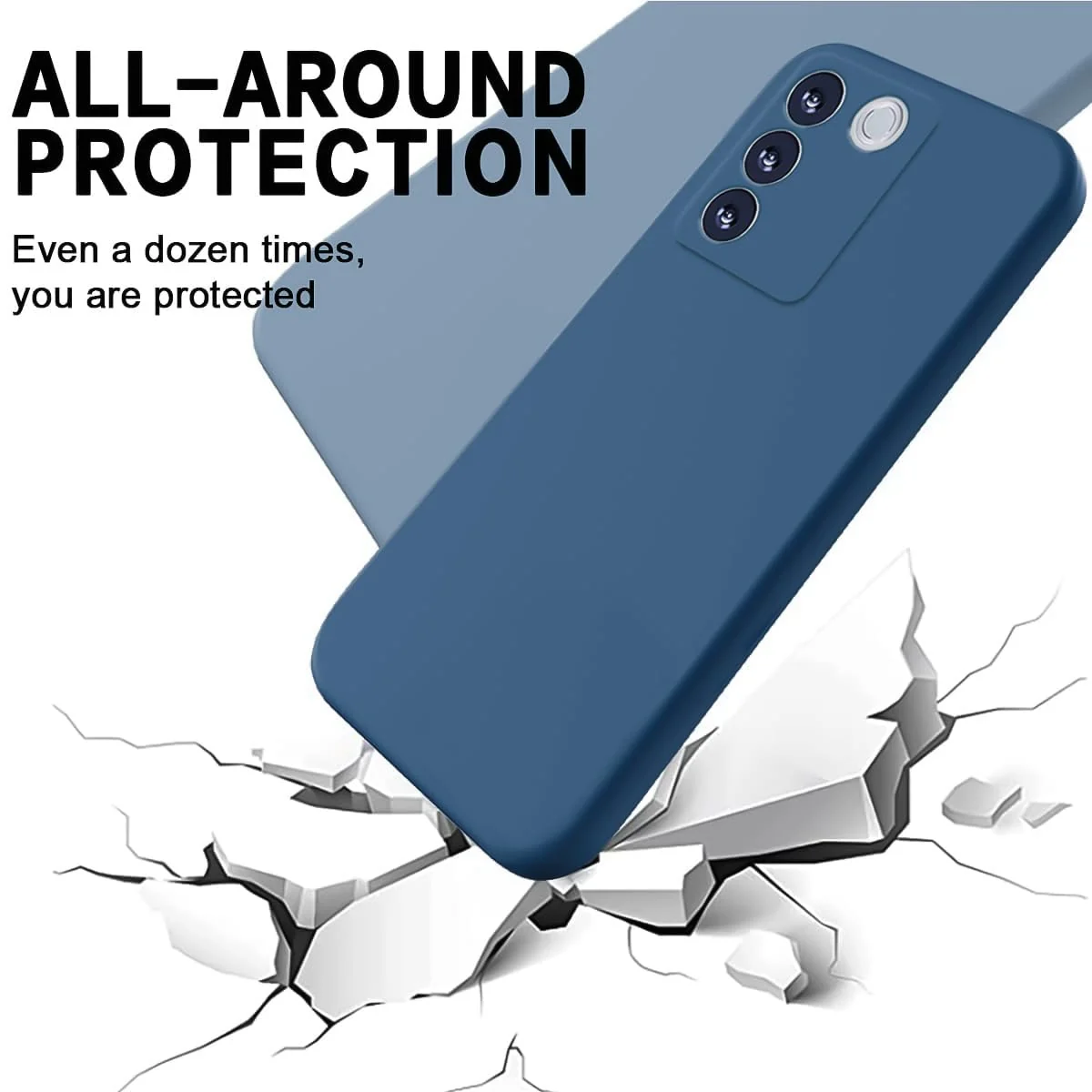 DL3 Mobilak Liquid Silicone Protective Case with Soft Microfiber Lining for vivo V27e | vivo S16e - Blue