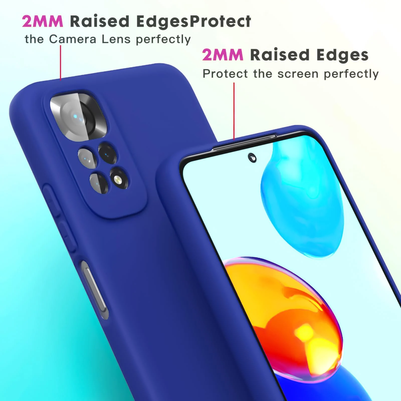 DL3 Mobilak Liquid Silicone Protective Case with Soft Microfiber Lining with Full Camera Protection for Xiaomi Redmi Note 12 Pro 4G / Redmi Note 11 Pro 4G&5G - Pepsi
