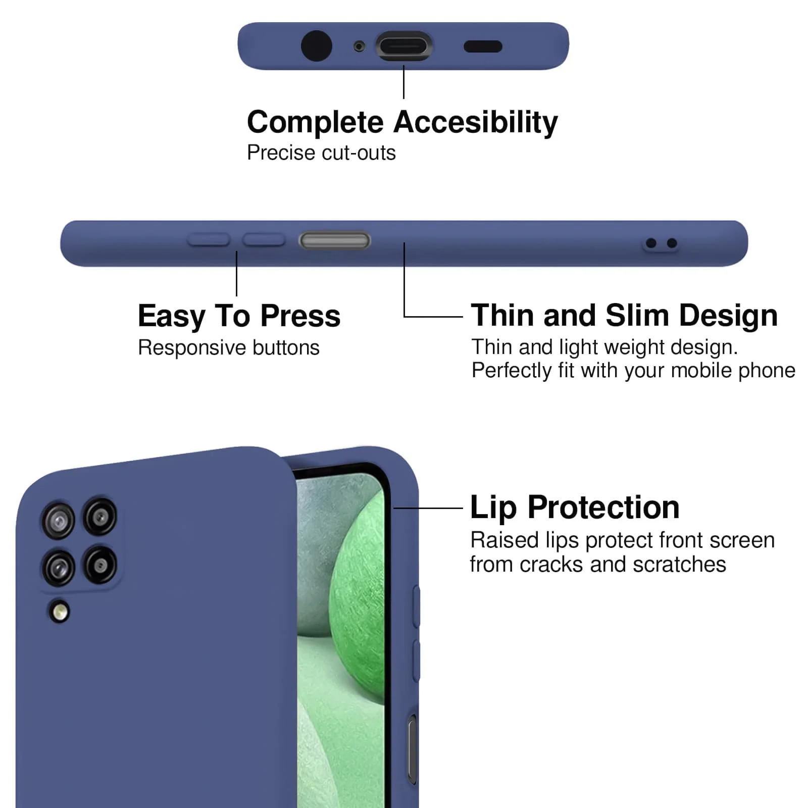 DL3 Mobilak Soft Silicone Protective Case for Samsung Galaxy A12 / M12 with Microfiber Lining and Shockproof Design - Blue 1