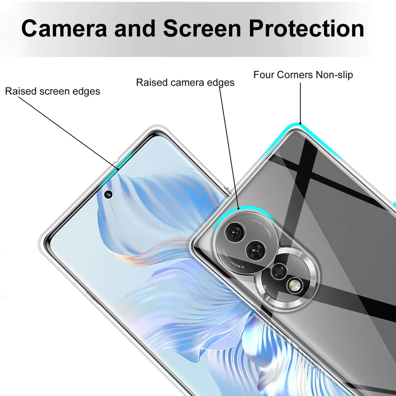 DL3 Mobilak Case Compatible with Honor 80 Case Crystal Soft TPU Gel Case Flexible Silicone Anti-Scratch Camera Protection TPU Cover - Clear