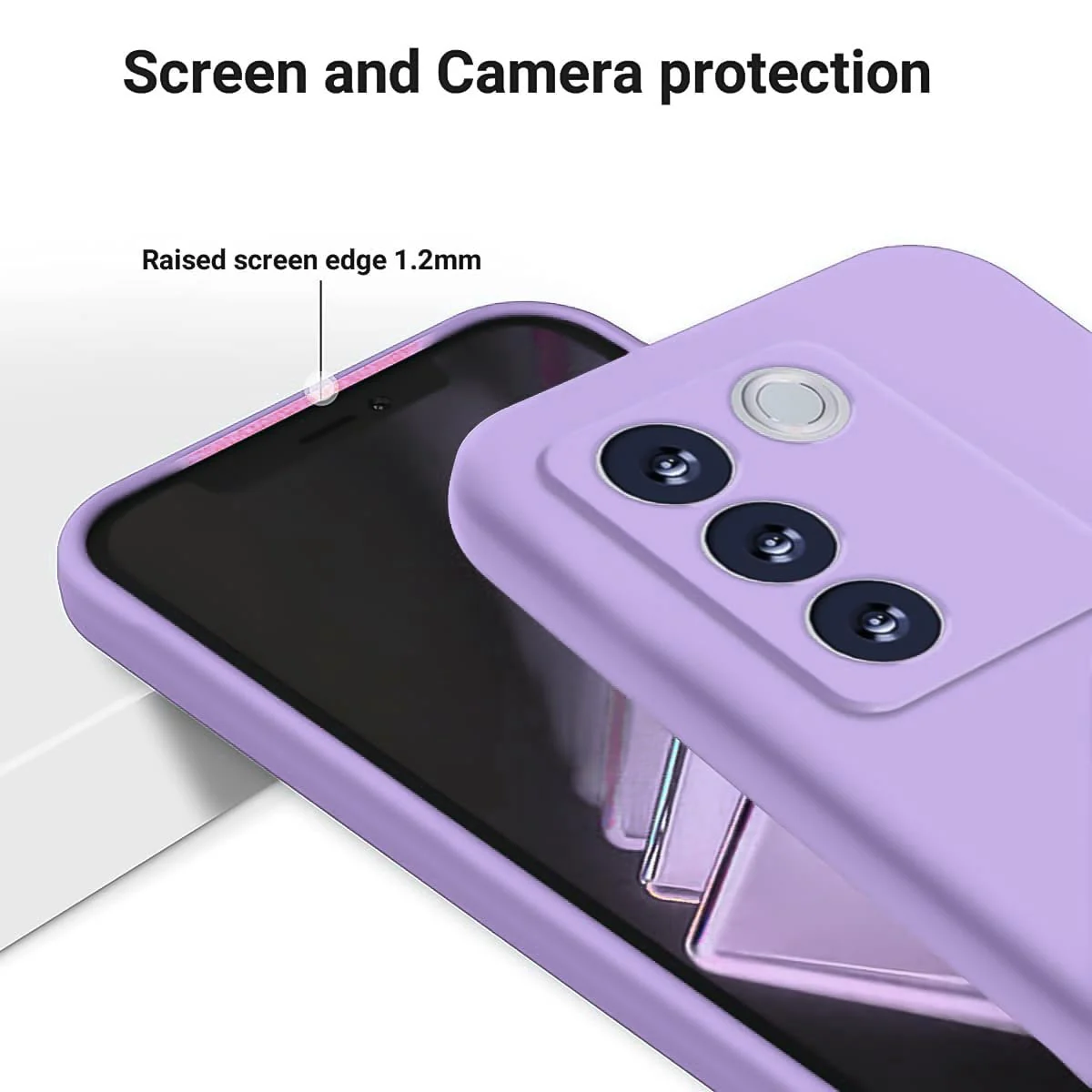 DL3 Mobilak Liquid Silicone Protective Case for vivo V27e / vivo S16e with Microfiber Lining and Shockproof Design - Light Purple