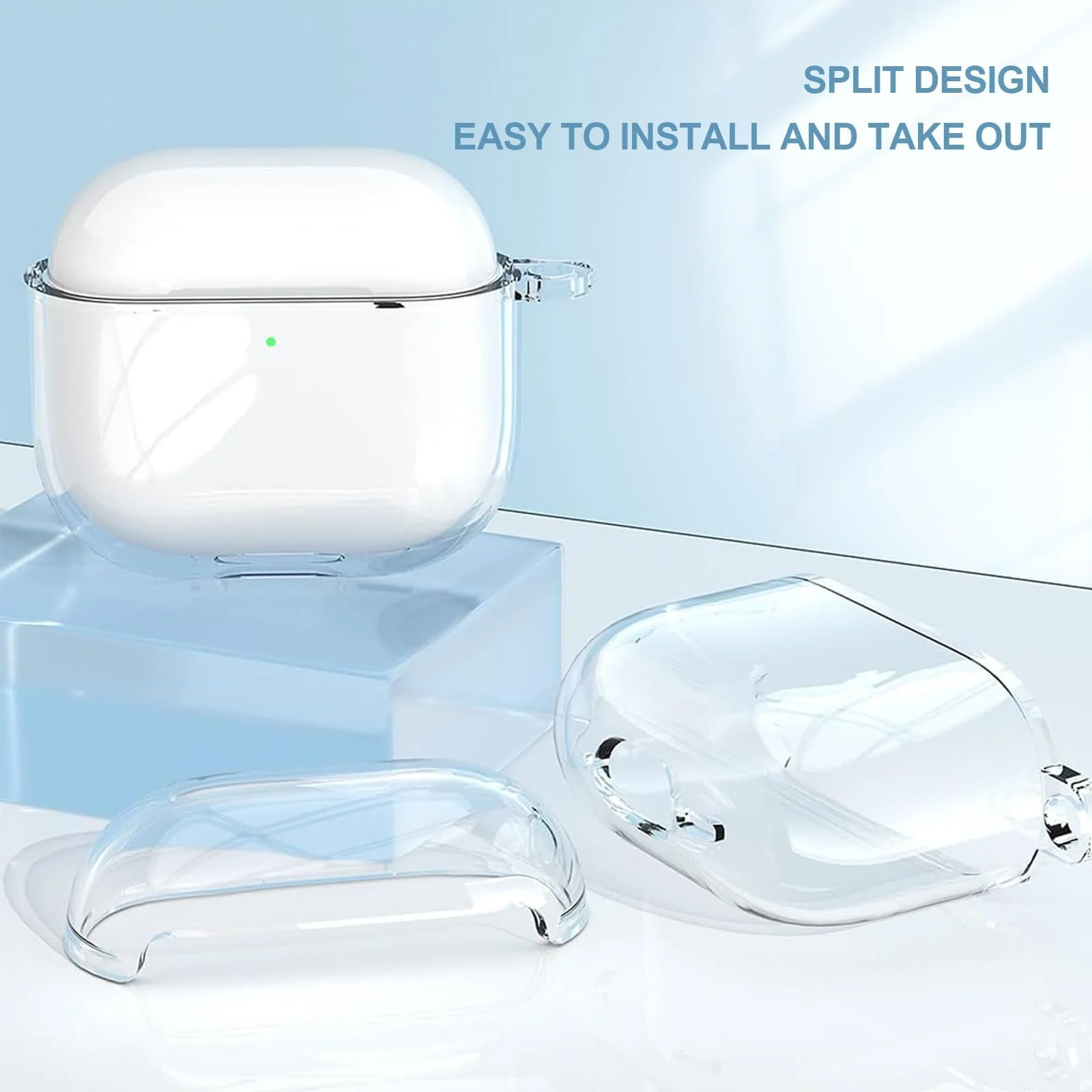 DL3 Mobilak AirPods 4 Case Soft TPU Protective Cover [Front LED Visible][Anti-Yellowing], TPC Protective Case With Lanyard, Case Compatible with AirPods 4th Generation 2024, Wireless Charging - Clear