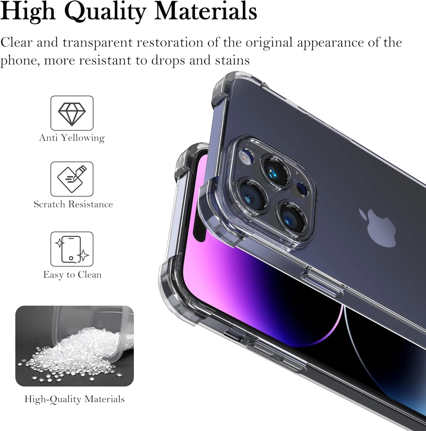 DL3 Mobilak Case Compatible with iPhone 12 Pro Max 6.7, Cover Silicone Transparent TPU Gorilla Anti-shock Shockproof Corners - Clear