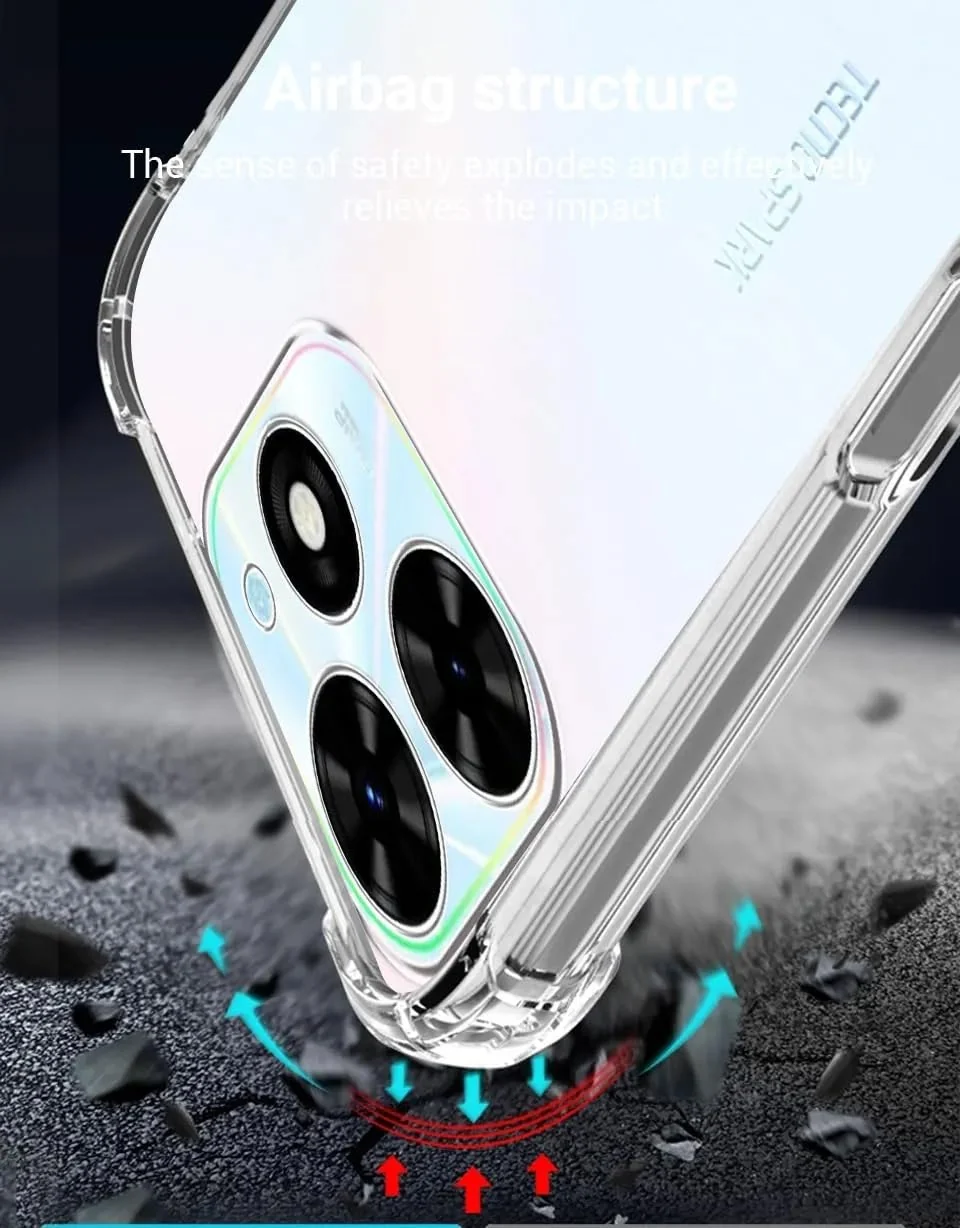 DL3 Mobilak Case Compatible with Infinix Smart 8, Cover Silicone Transparen t TPU Gorilla Anti-shock Protector Camera Shockproof Corners - Clear