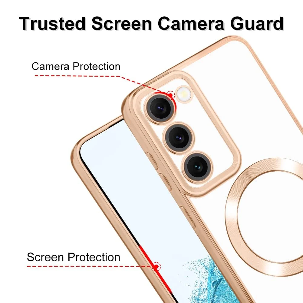 DL3 Mobilak Clear MagSafe-Compatible Magnetic Case for Huawei Mate 30 Pro with Camera Protection and Shockproof Design - Gold