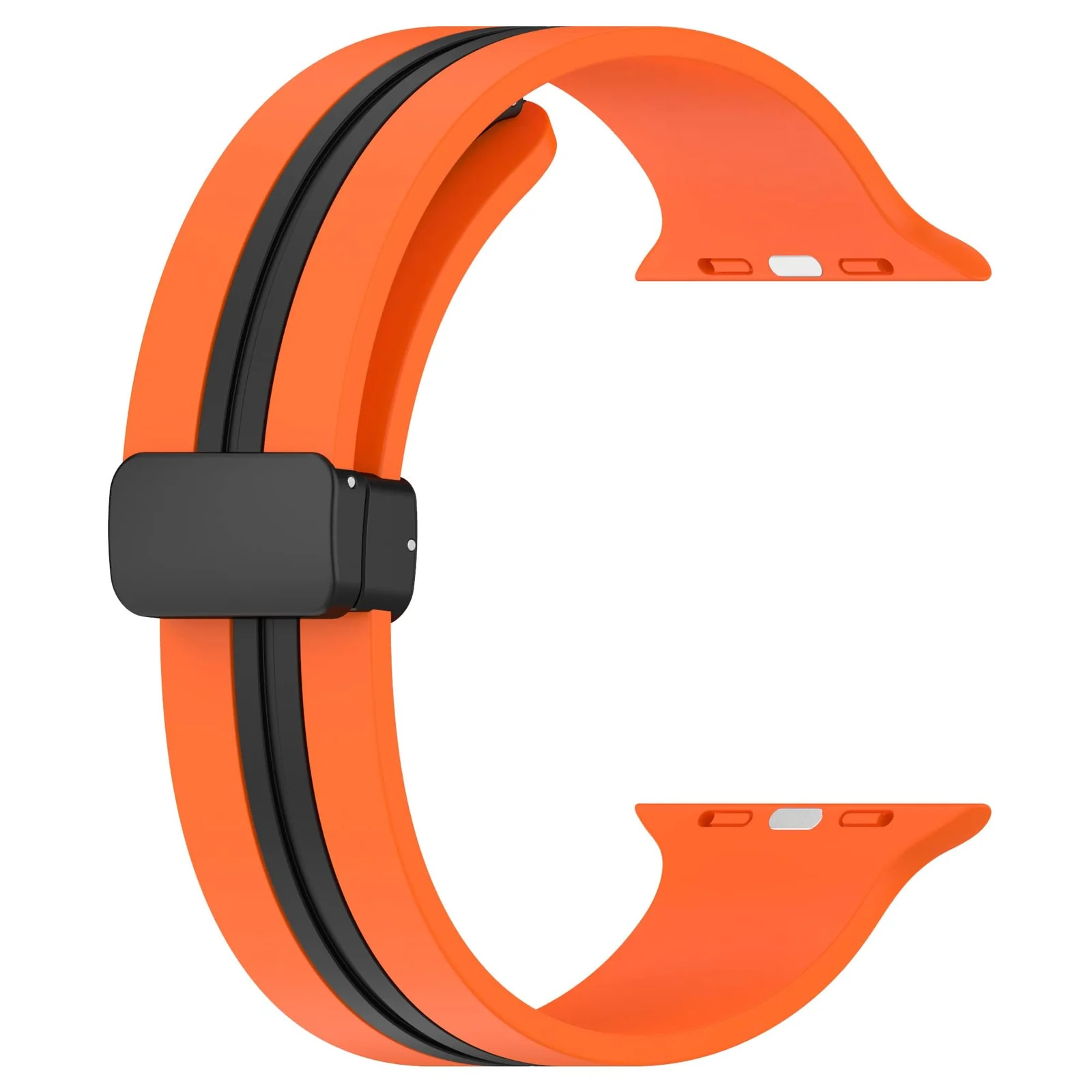 DL3 Mobilak Magnetic Strap for Apple Watch Band 49mm 45mm 44mm 41mm 40mm 38mm 42mm, Silicone Replacement Wristband Strap for iwatch Series 9 8/7/6/5/4/3/2/SE (38mm/40mm/41mm) - Orange Black