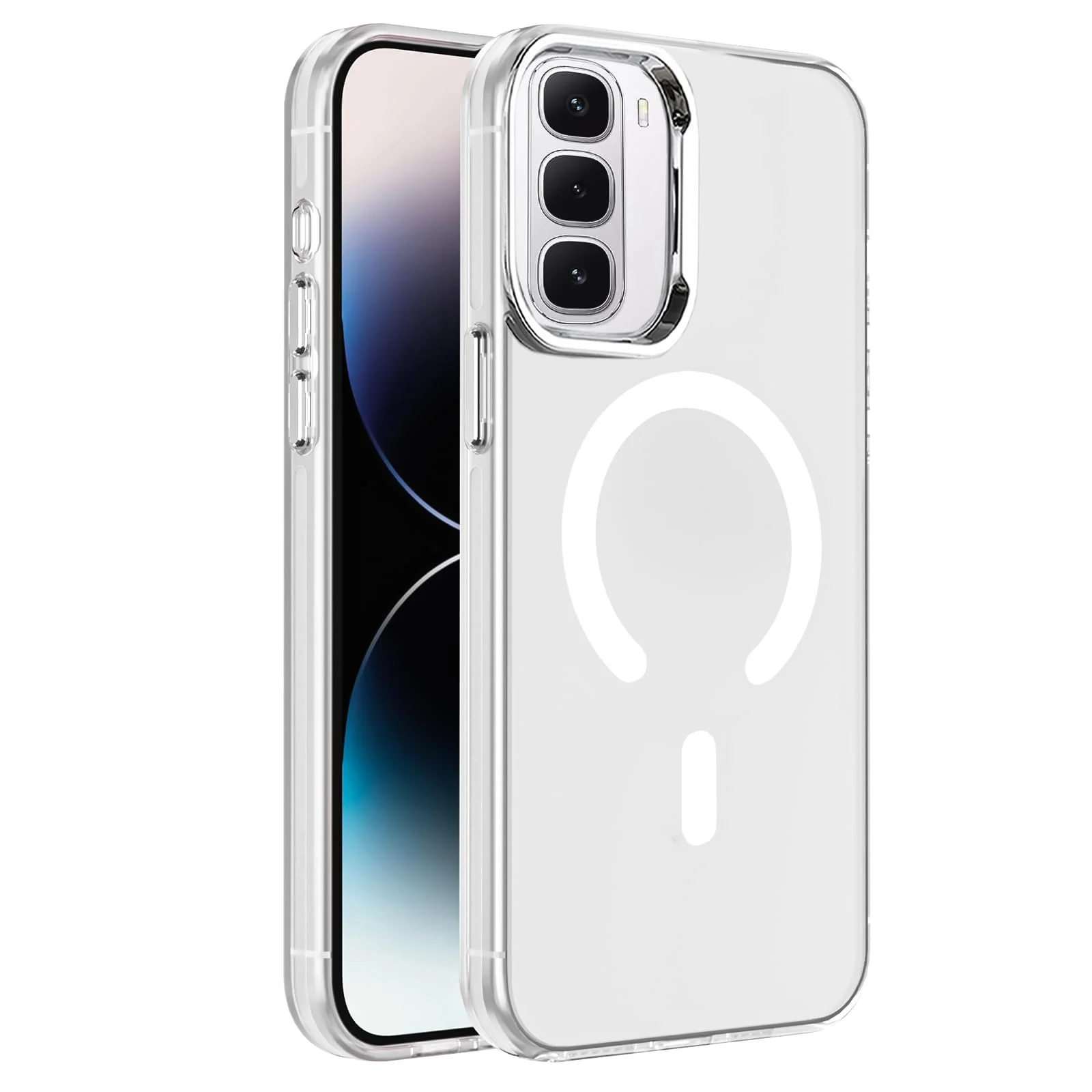 DL3 Mobilak Case for Infinix Hot 60 Pro+ Plus Crystal Clear [Not Compatible with MagSafe] Soft TPU Gel Case Flexible Silicone Anti-Scratch Transparent TPU Cover - White