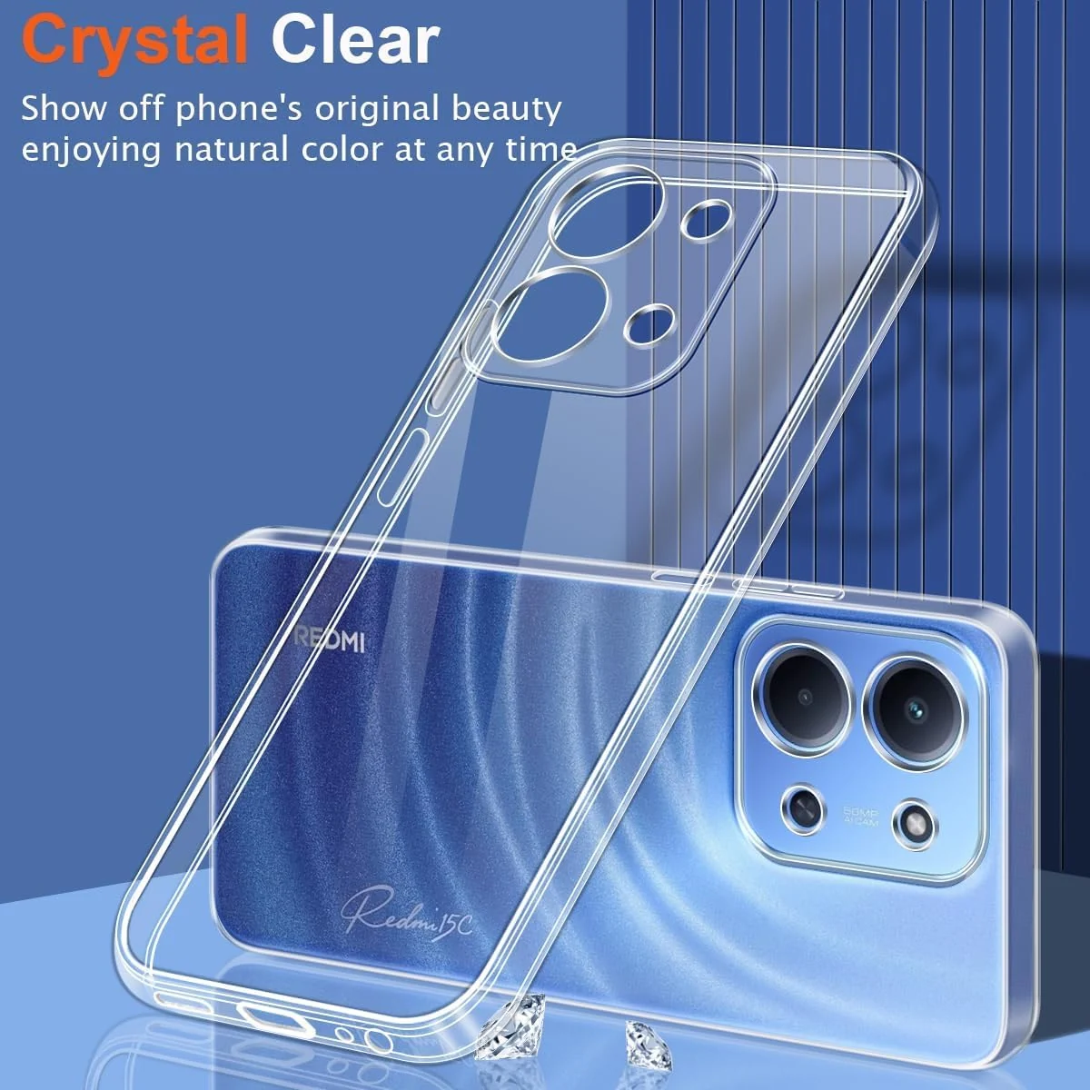 DL3 Mobilak Case Compatible with Xiaomi Redmi 15C 4G/5G, Case Crystal Soft TPU Gel Case Flexible Silicone Anti-Scratch Camera Protection TPU Cover - Clear