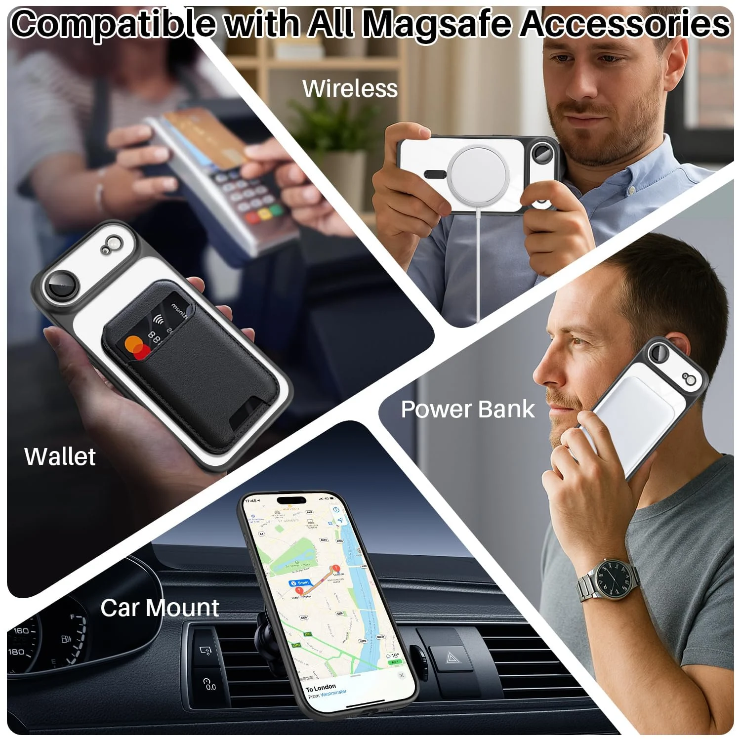 DL3 Mobilak Clear MagSafe-Compatible Magnetic Case for iPhone 17 Air / iPhone Air Phone Case / iPhone Air Case Magnetic with Camera Protection and Military-Grade Protection - Black