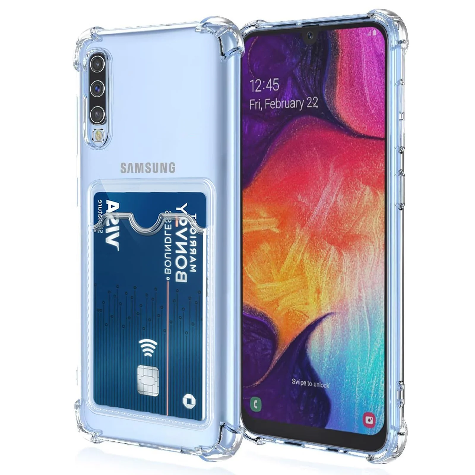 DL3 Mobilak Clear TPU Wallet Case with Card Slot and Camera Protection for Samsung Galaxy A70 / A70s - Clear