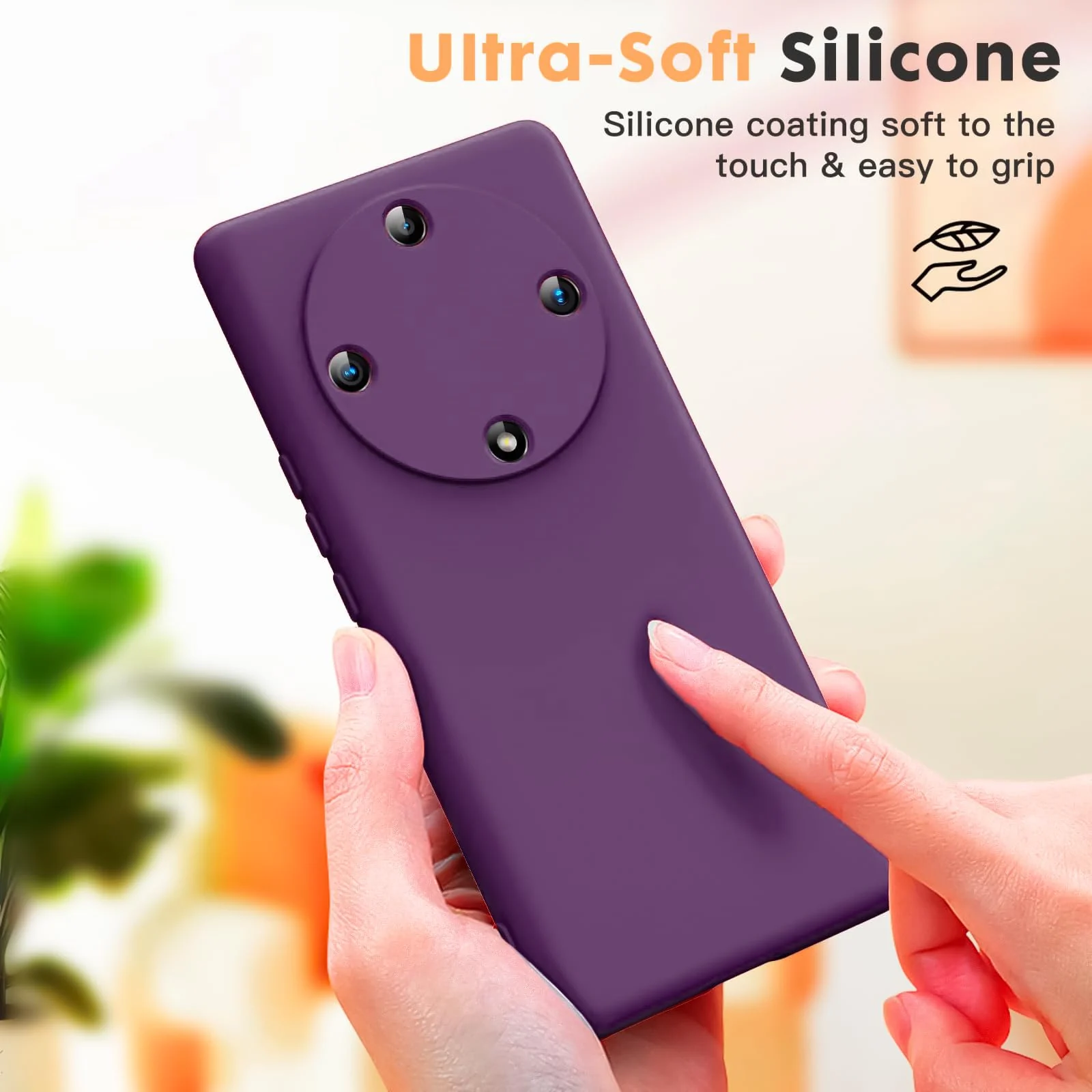 DL3 Mobilak Soft Silicone Protective Case for Honor X9a with Microfiber Lining and Shockproof Design - Violet