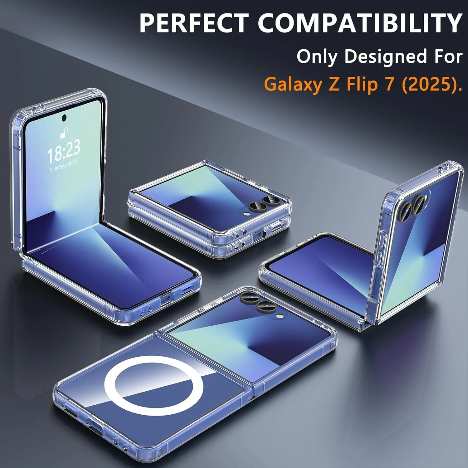 DL3 Mobilak for Samsung Galaxy Z Flip 7 Case, Compatible with MagSafe Shockproof Protection Yellowing Resistant Magnetic Phone Case for Galaxy Z Fold 6 5G (2024) - Clear