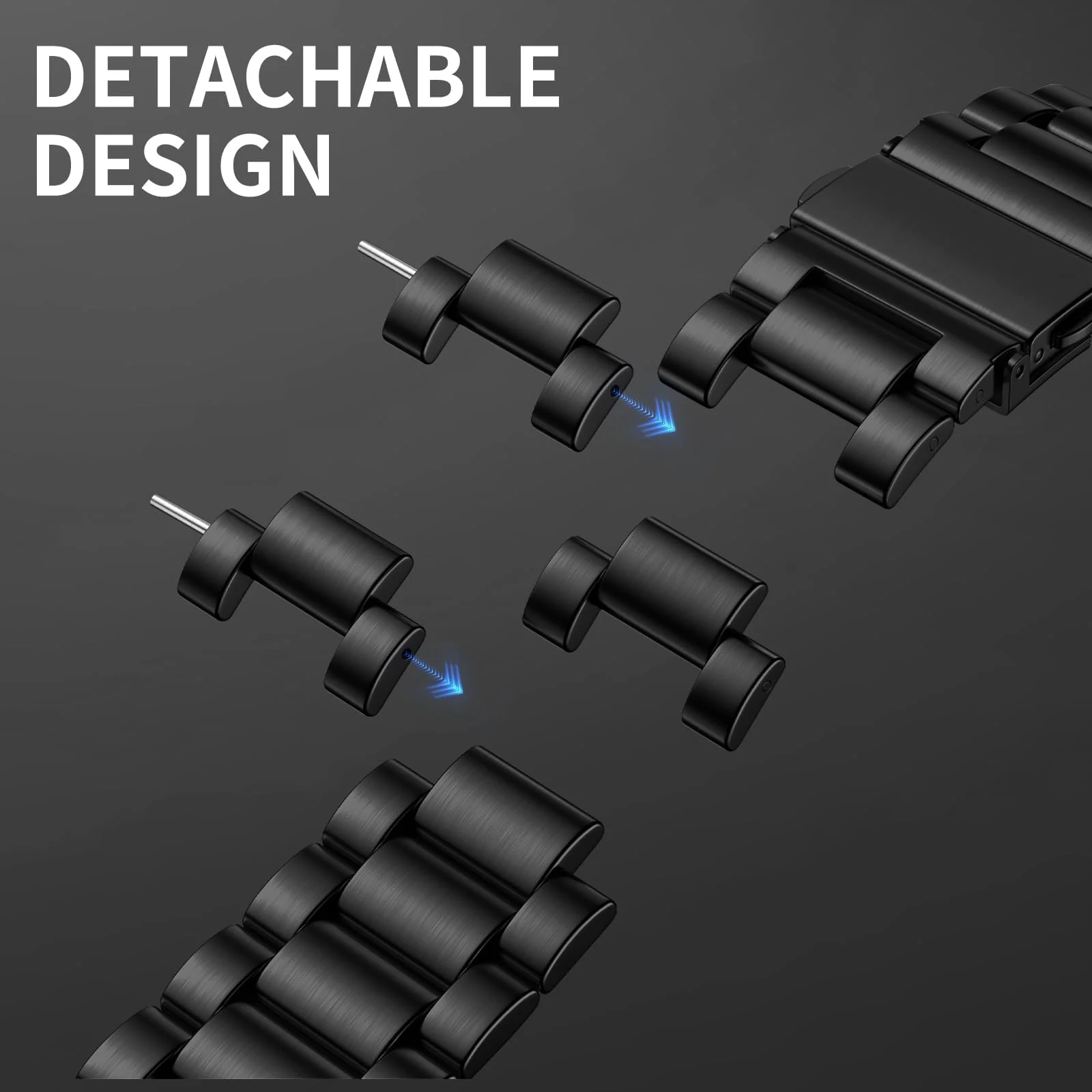DL3 Mobilak No Gap Straps Compatible with Samsung Galaxy Watch 7/6/5/4 44mm 40mm, 20mm Metal Band for Galaxy Watch FE/6 Classic 47mm 43mm/5/5 Pro 45mm/4/4 Classic 46mm 42mm - Black