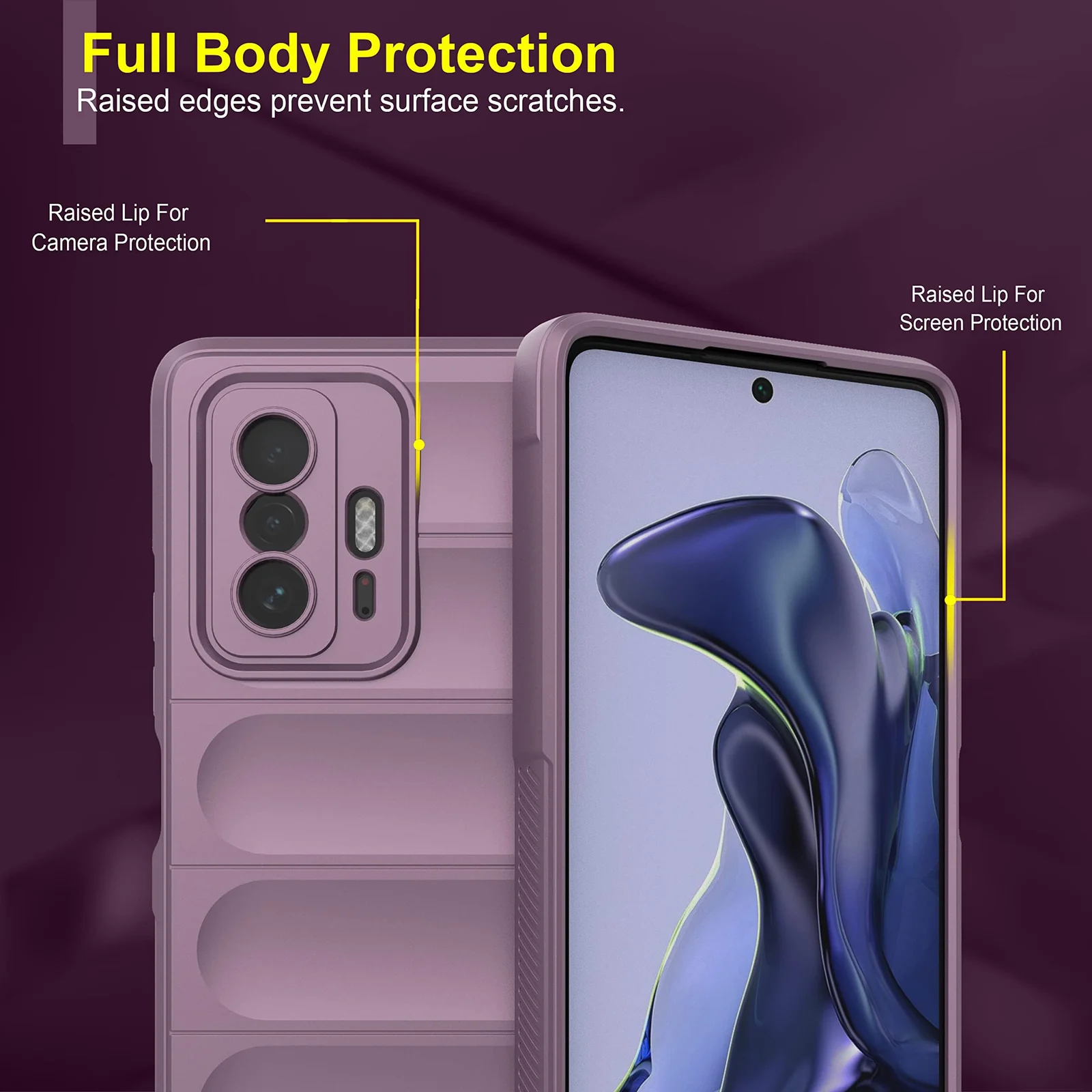 DL3 Mobilak Silicone Case for Xiaomi 11T 5G / Xiaomi 11T Pro 5G Heavy Duty Protective [Slim Fit] Shockproof Soft Flexible Protective Design Shock-TPU Cover With Camera Protection - Purple