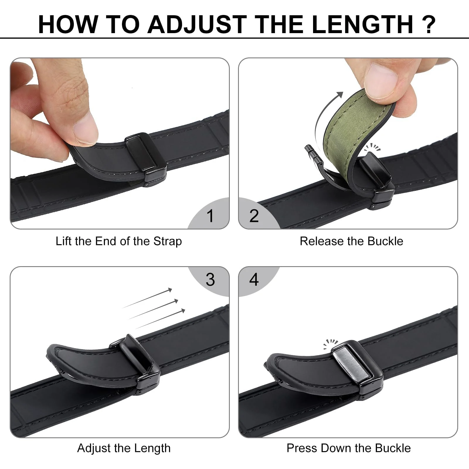 DL3 Mobilak Leather Bands Compatible with Apple Watch Band 49mm 45mm 44mm 42mm, Leather Magnetic Buckle Design Strap For iWatch Ultra Ultra 2 SE Series 9 8 7 6 5 4 3 2 1 Wristband For Men Women - Black