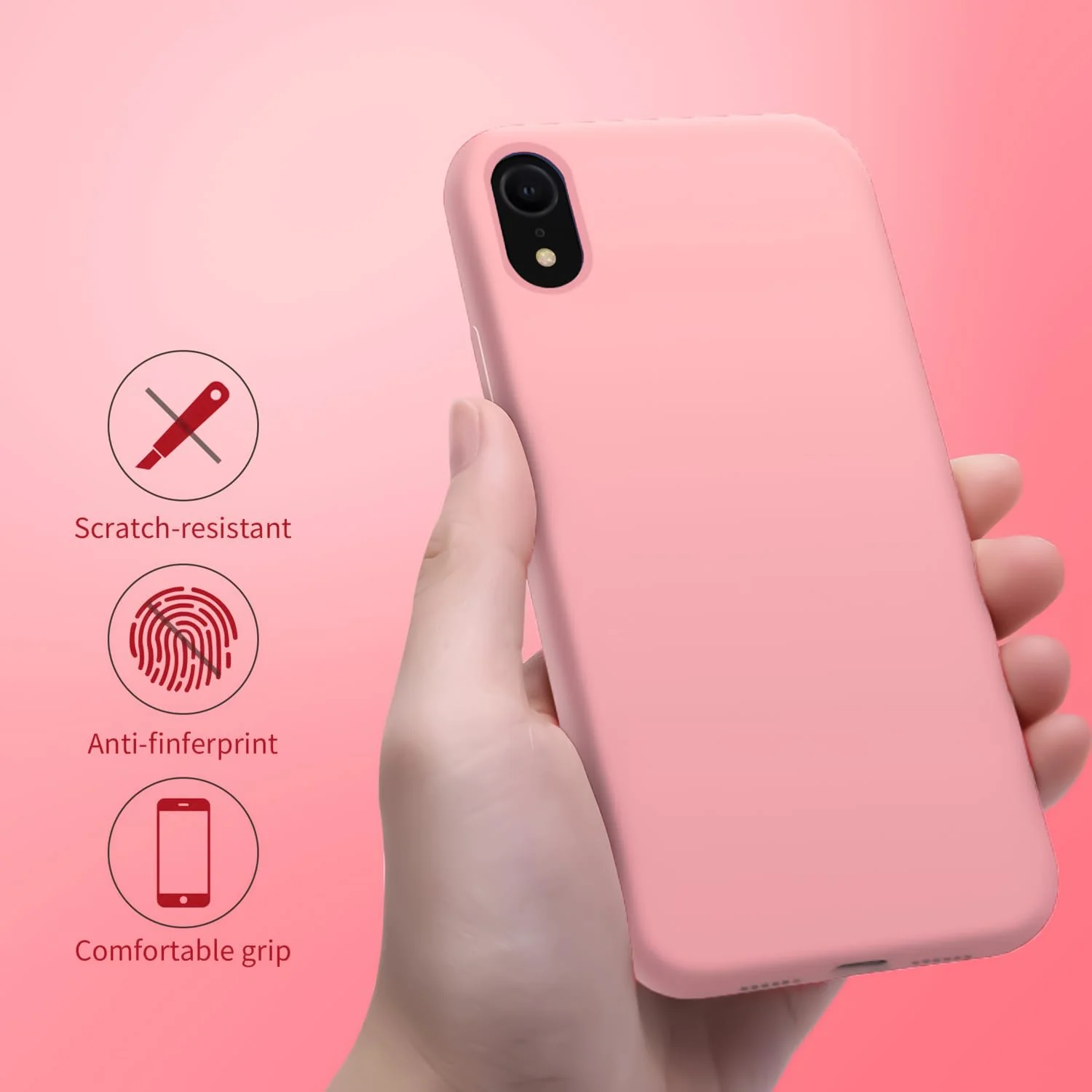 DL3 Mobilak Liquid Silicone Case for iPhone XR, Shock-absorbing protection, Scratch-resistant surface, Soft microfiber lining - Pastel Pink 2