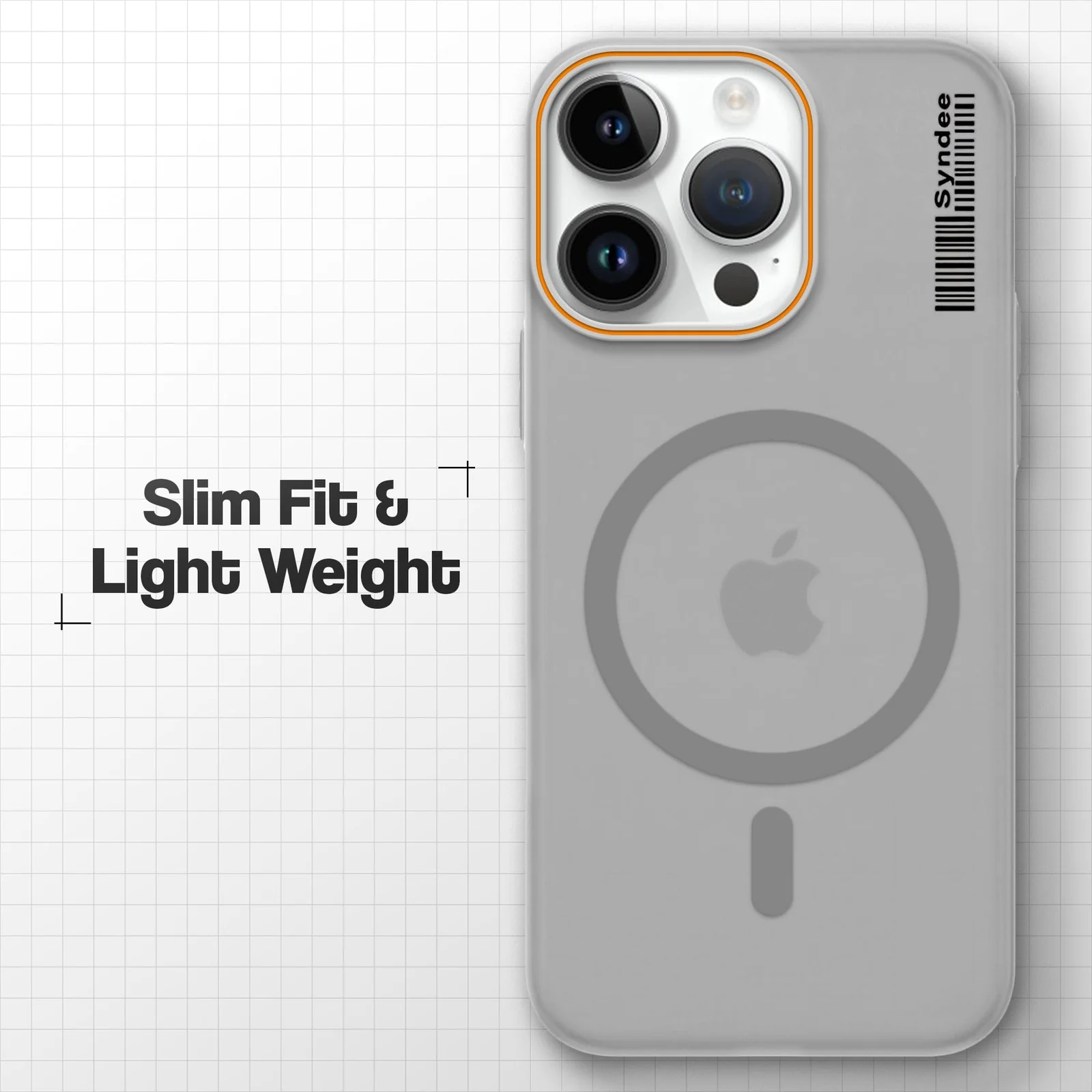 DL3 Mobilak Case Back Cover for iPhone 15 Pro Max 6.7-Inch, Sleek Frosted Translucent Back Only Compatible with Wireless Magnetic Accessories | Anti-Scratch Shockproof Phone Case - Gray