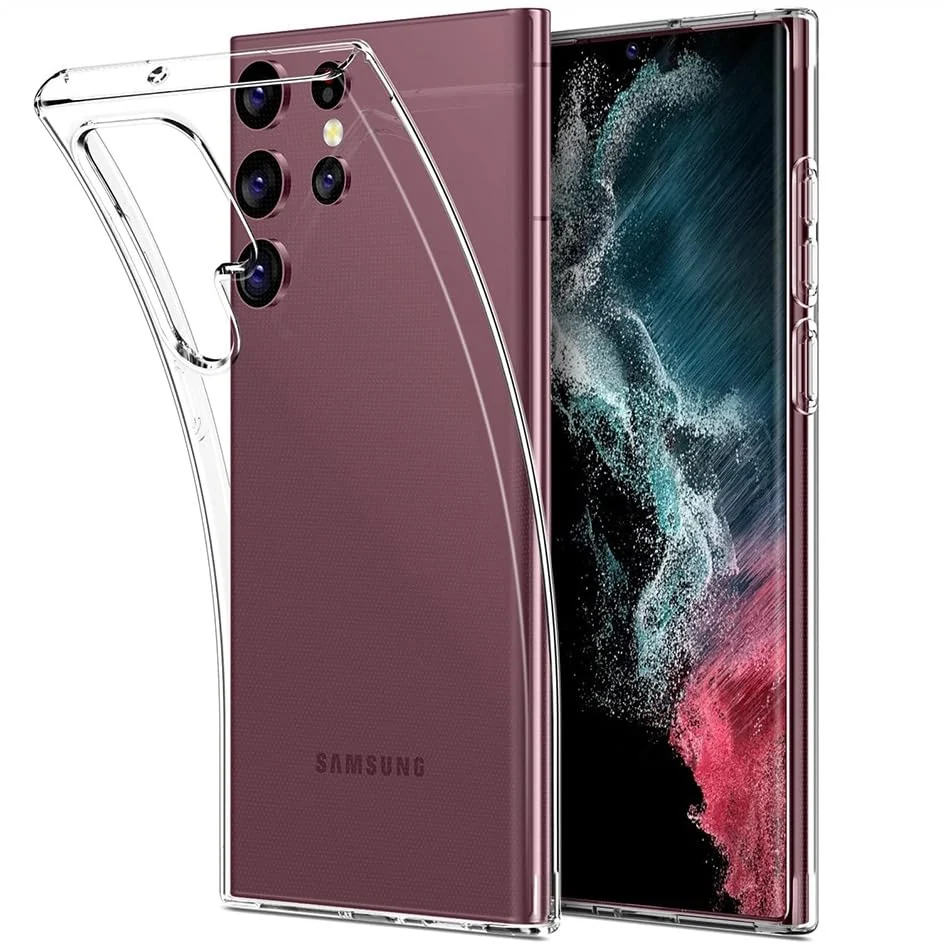DL3 Mobilak Case Compatible with Samsung Galaxy S22 Ultra Case Crystal Soft TPU Gel Case Flexible Silicone Anti-Scratch TPU Cover - Clear