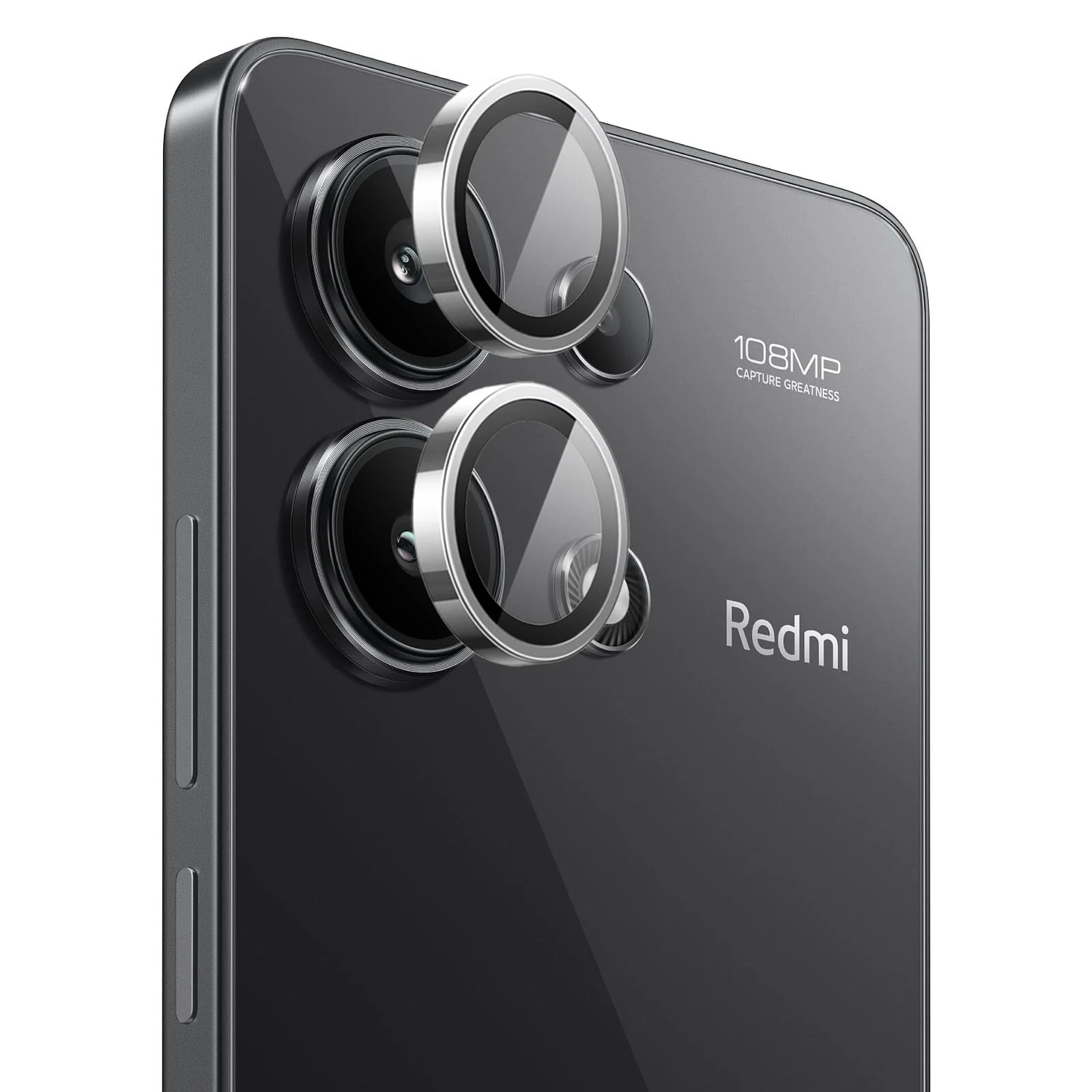 DL3 Mobilak Camera Lens Protector for Xiaomi Redmi Note 13 4G (NOT 5G) Accessories, 9H Tempered Glass Metal Individual Ring Camera Cover Screen Protector, Case Friendly, Anti Scratch