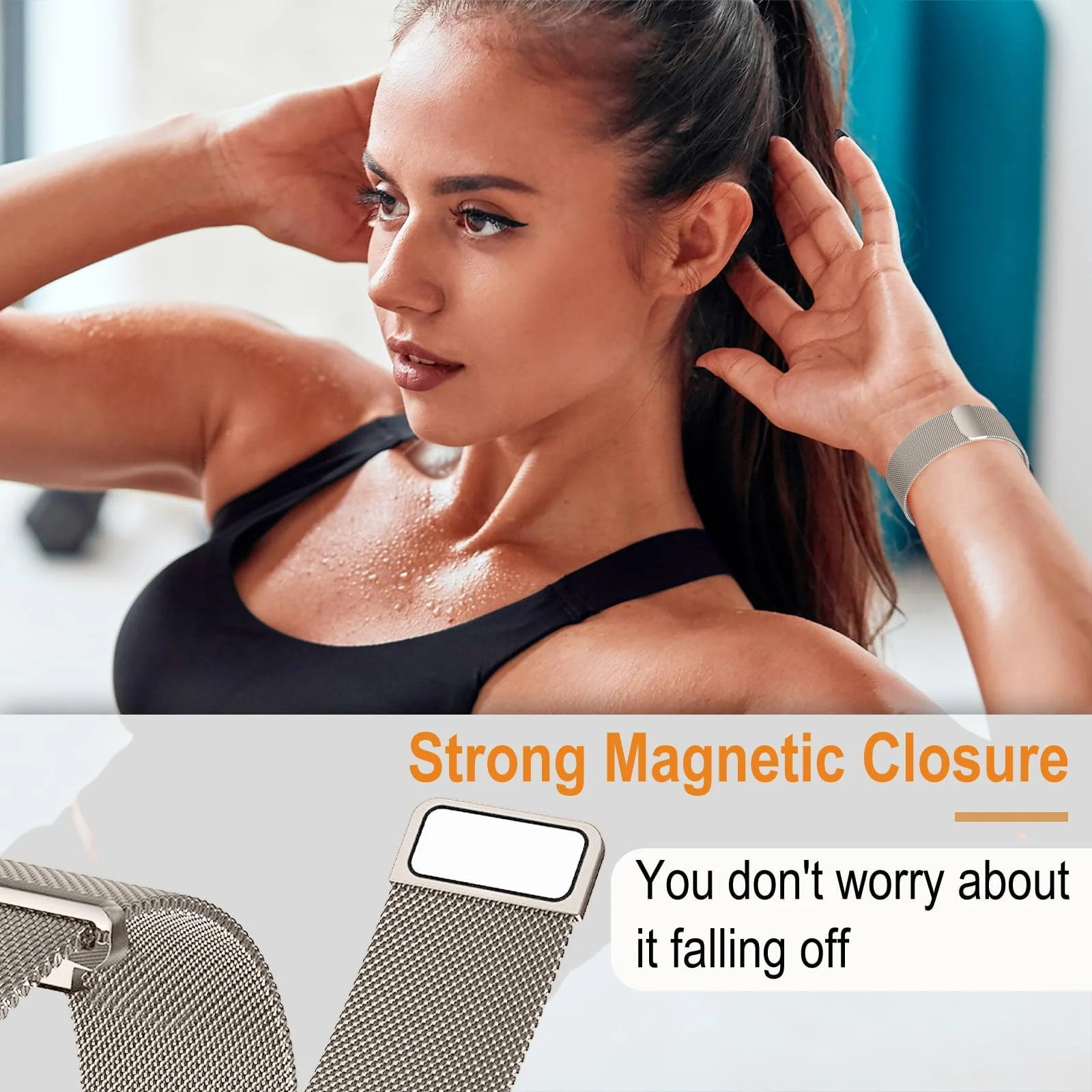 DL3 Mobilak Bracelet Compatible with Huawei Watch Fit 3, Stainless Steel Replacement Straps, Mesh Metal Watch Strap, Magnetic Adjustable Replacement Strap For Huawei Watch Fit3 - Starlight
