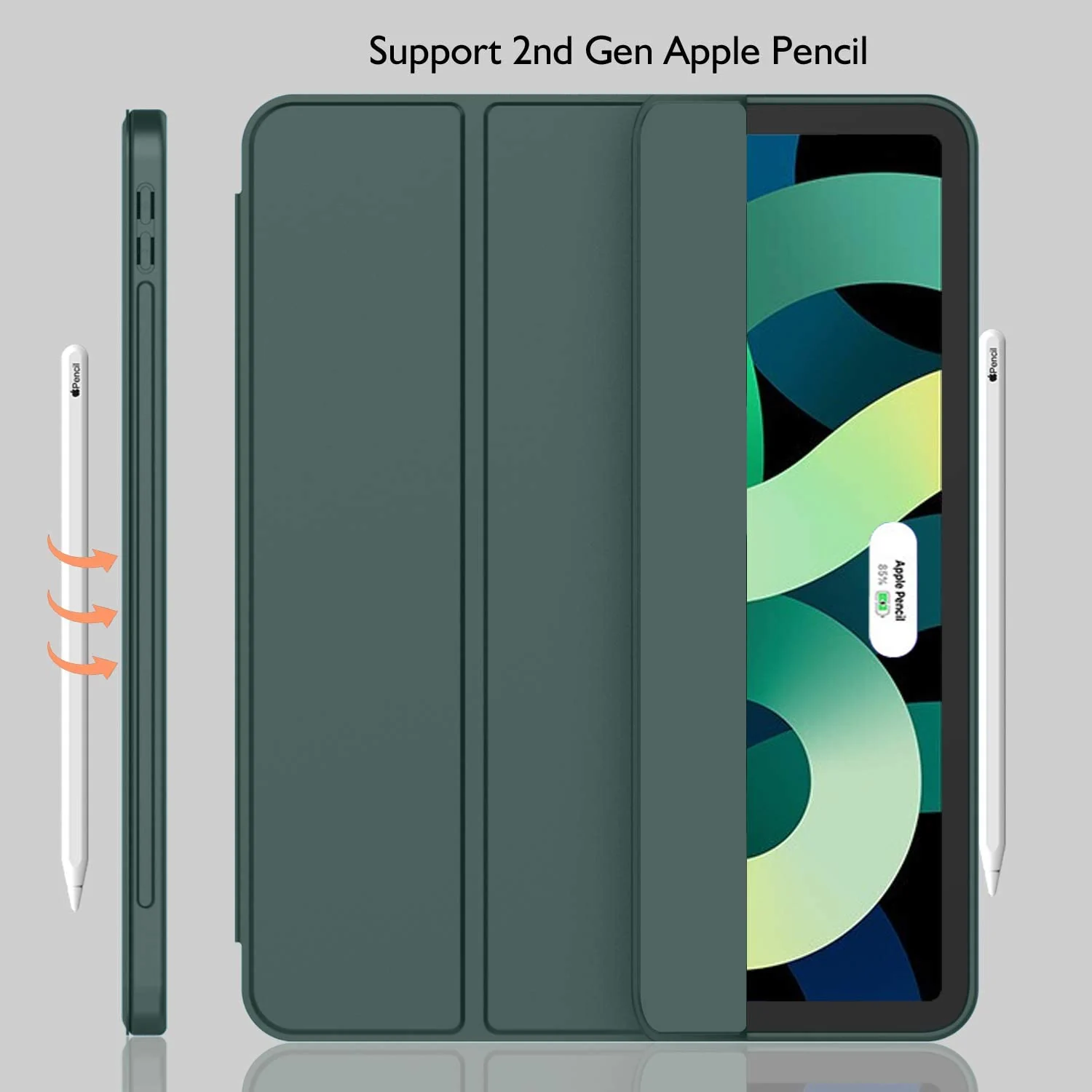 DL3 Mobilak iPad Air 11-Inch M2 (2024), iPad Air 5/4 (2022/2020 5th/4th 10.9-Inch) Case with Pencil Holder Full Body Protection + Charging Support Compatible with Apple Pencil (2nd generation) and - Green