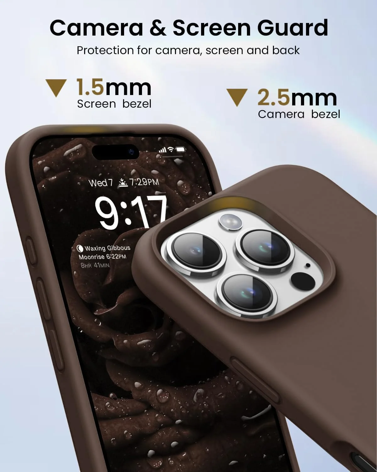 DL3 Mobilak Liquid Silicone Protective Case for iPhone 16 Pro with Microfiber Lining and Shockproof Design - Brown 2