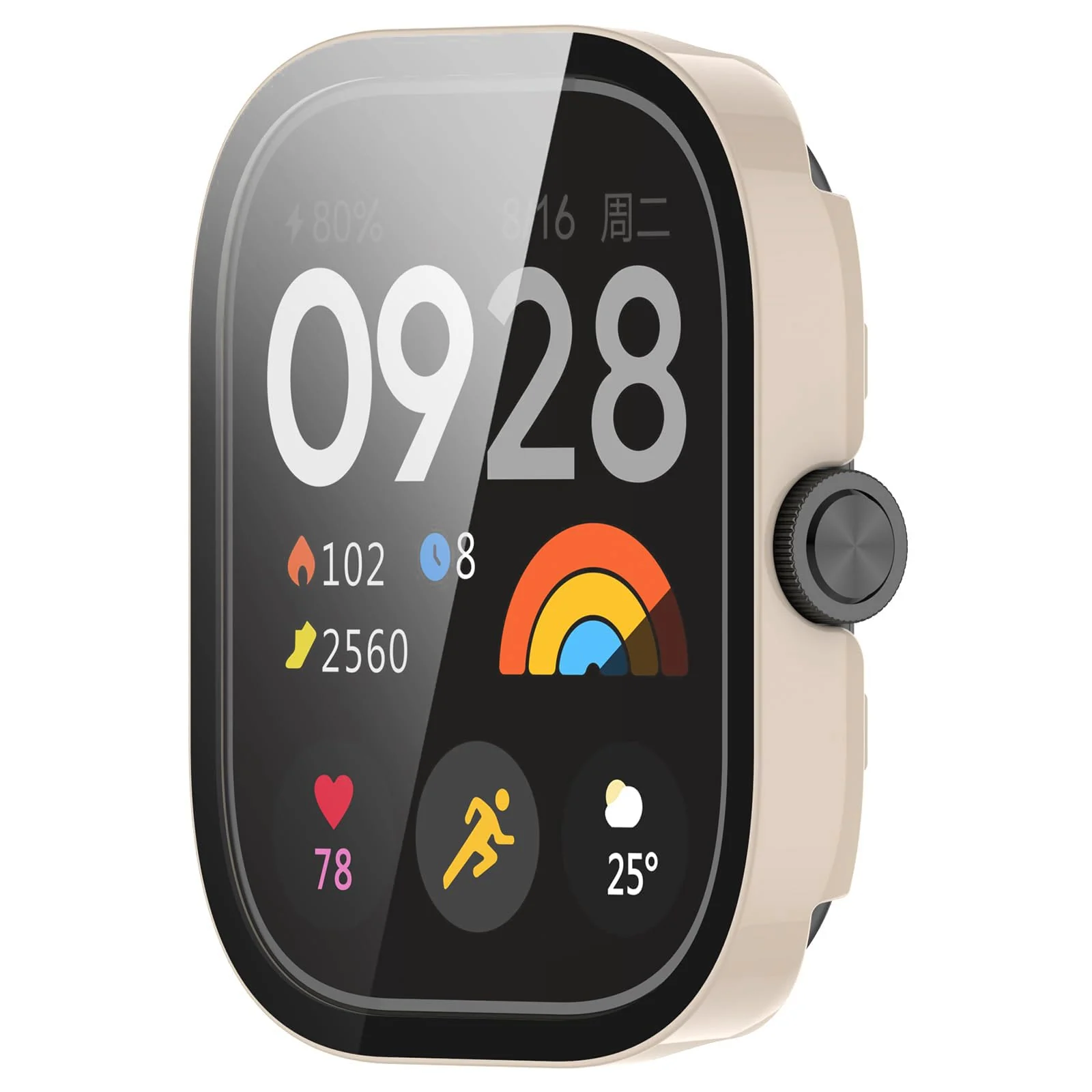 DL3 MOBILAK Full-Coverage Watch Case with Tempered Glass for Xiaomi Redmi Watch 4, Ivory White