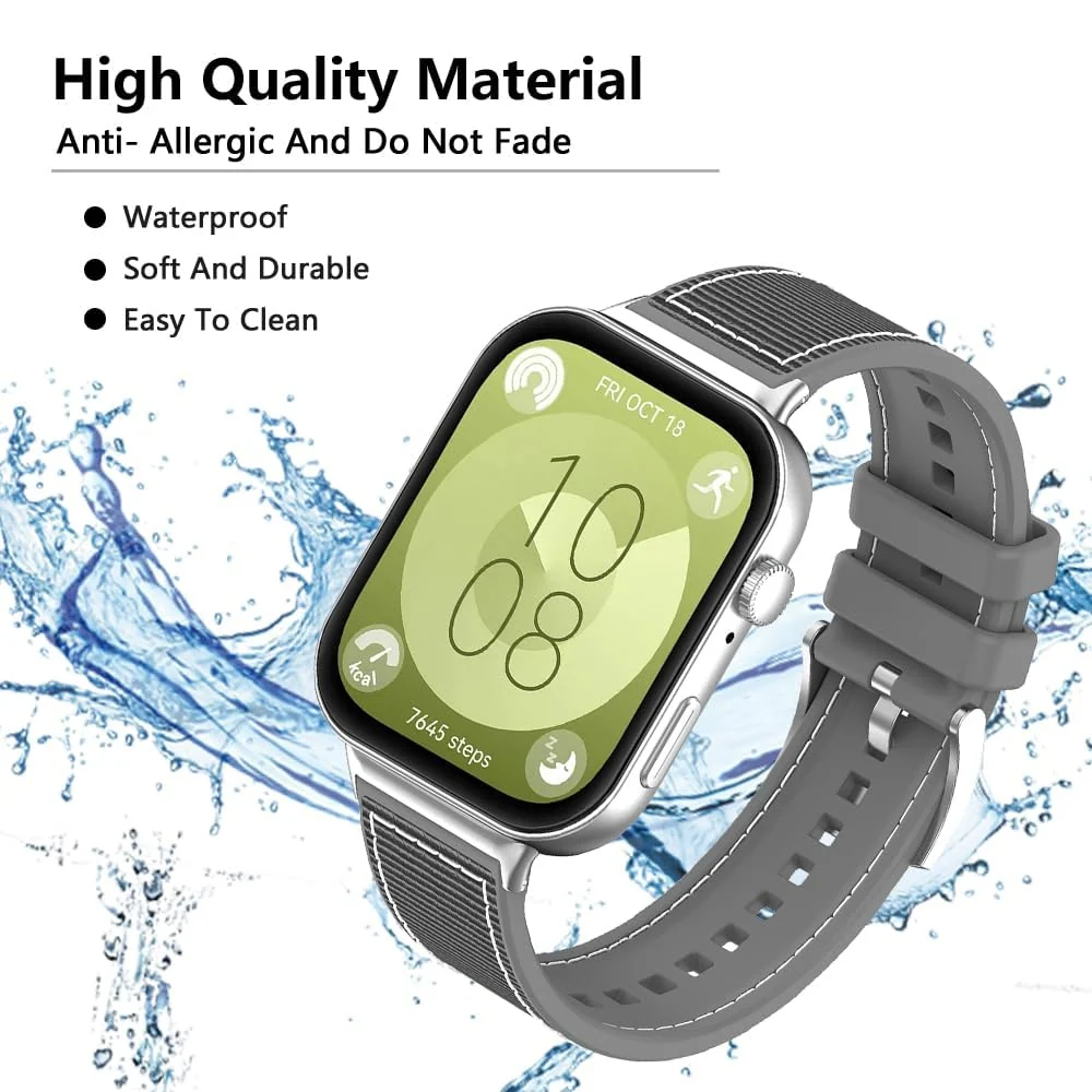 DL3 Mobilak Sport Silicone Nylon Band Designed for Huawei Watch Fit 2 for Men Women, Waterproof Soft Replacement Strap for Huawei Watch Fit2 - Gray