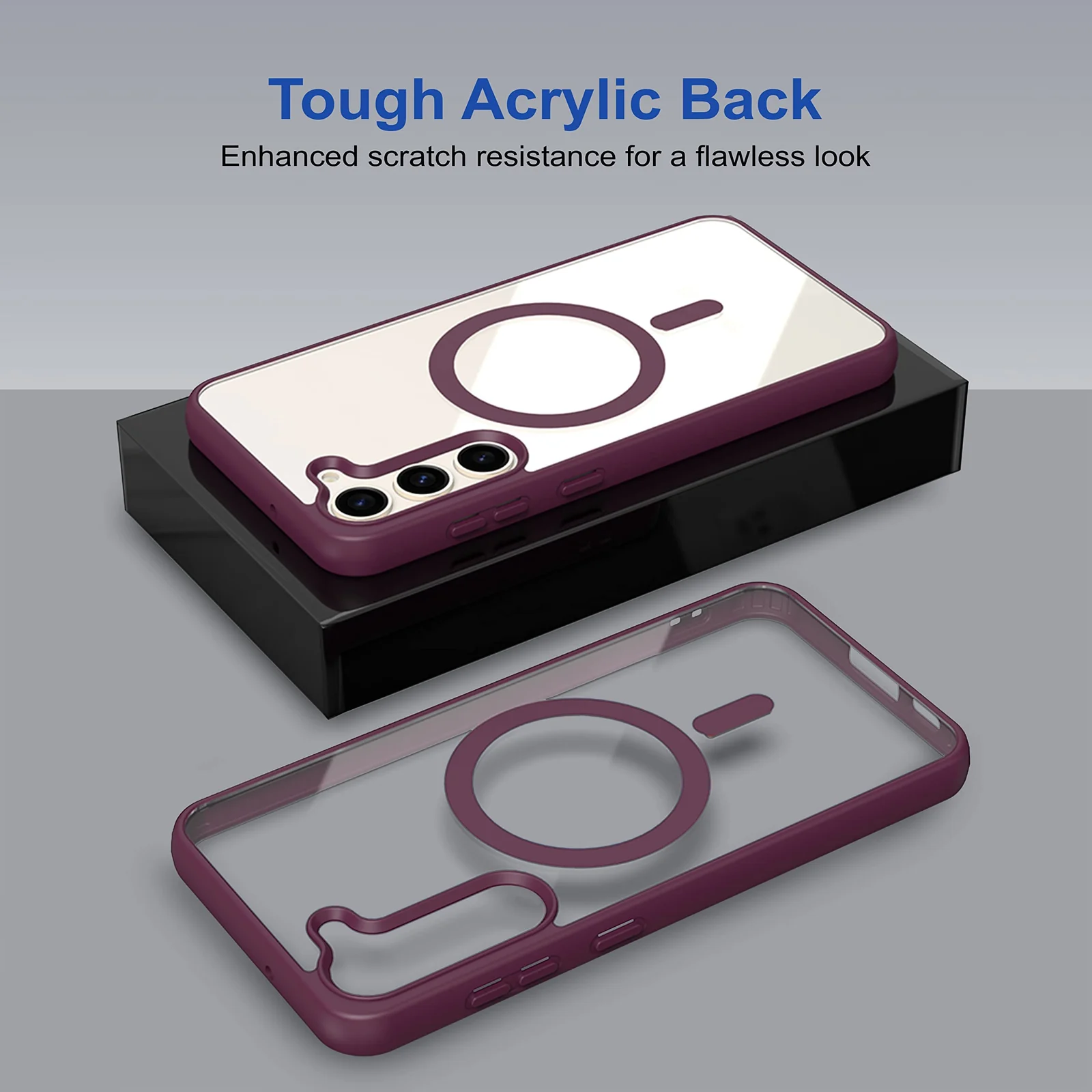 DL3 Mobilak MagSafe-Compatible Clear Magnetic Case for Samsung Galaxy S23 - Wine Red