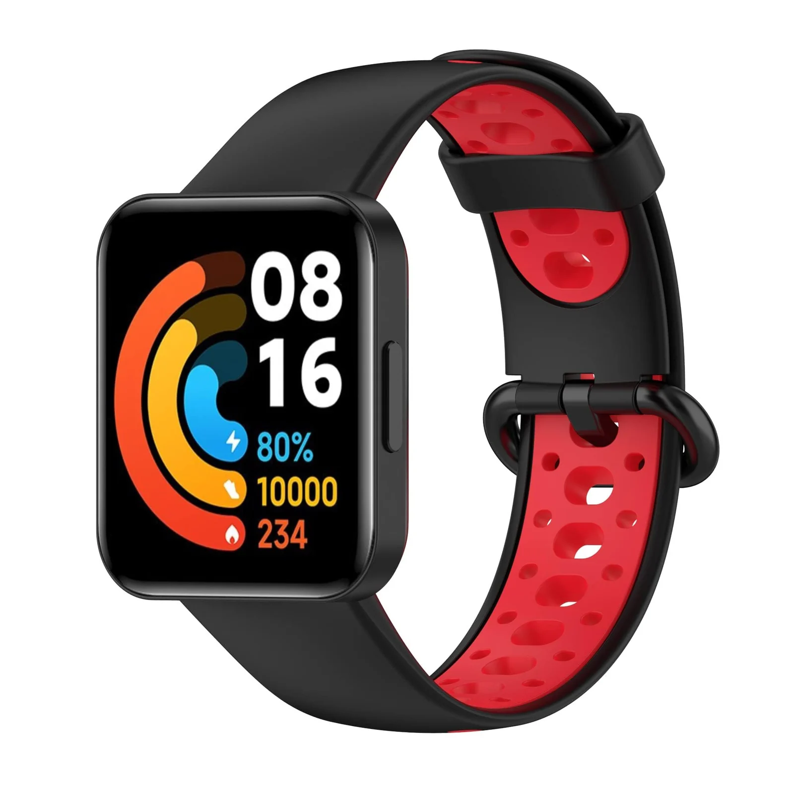 DL3 Mobilak Strap Compatible with Xiaomi Redmi Watch 2 Lite/Poco Watch/Redmi Watch 2 / Horloge 2 Soft Replacement Sport Silicone Strap - Black Red