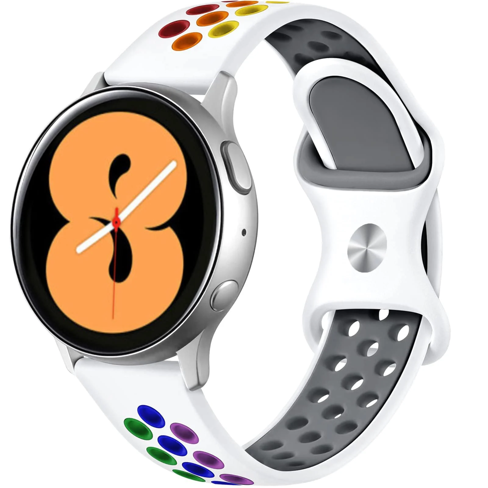 DL3 Mobilak Silicone Sport Bands 22MM Strap Compatible with Samsung galaxy watch3 45mm/galaxy 46mm/Gear S3/Huawei watch GT3 46MM/GT2E/GT2 Pro/GT GT2 46MM/Honor Magic Watch2 (Rainbow) - White Rainbow