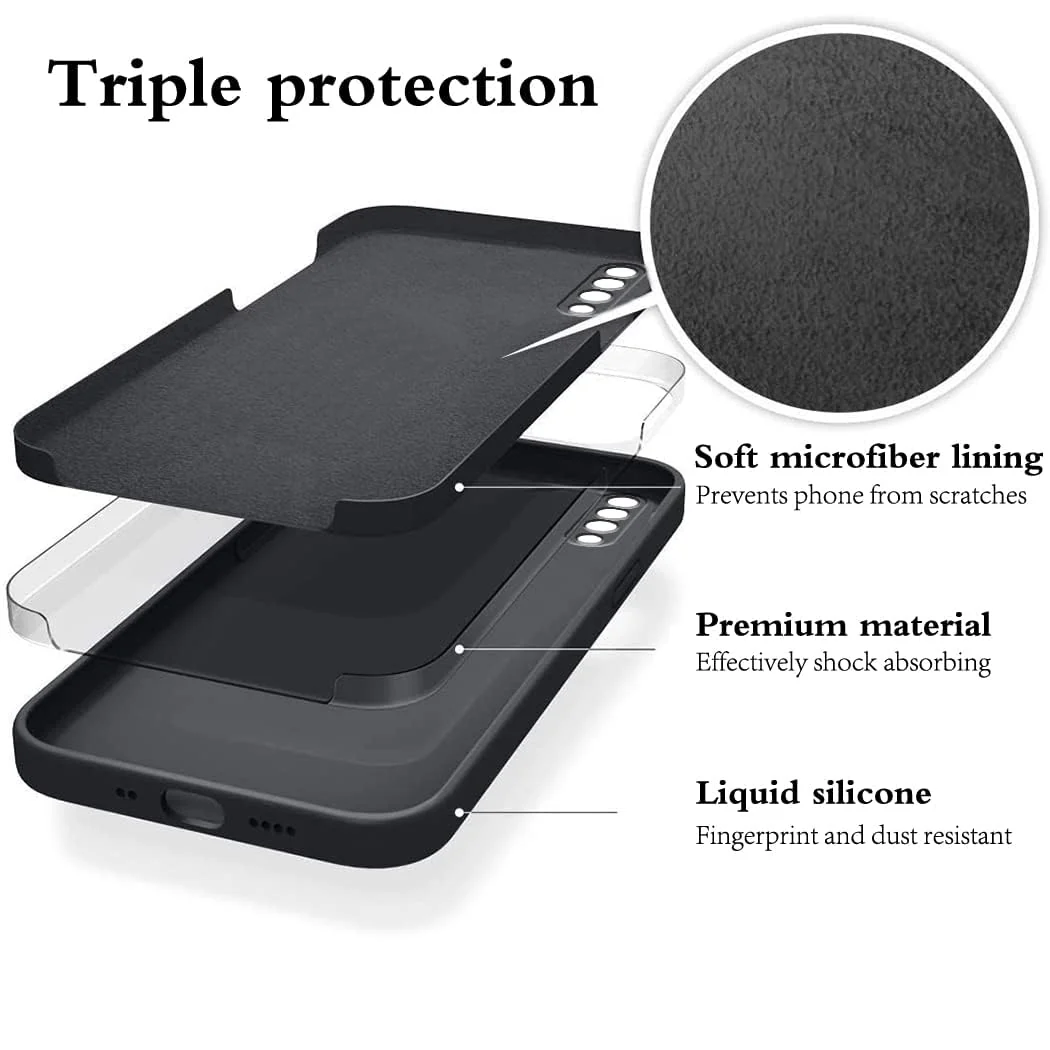 DL3 Mobilak Liquid Silicone Protective Case for Xiaomi Mi 9 Lite with Microfiber Lining and Shockproof Design - Black