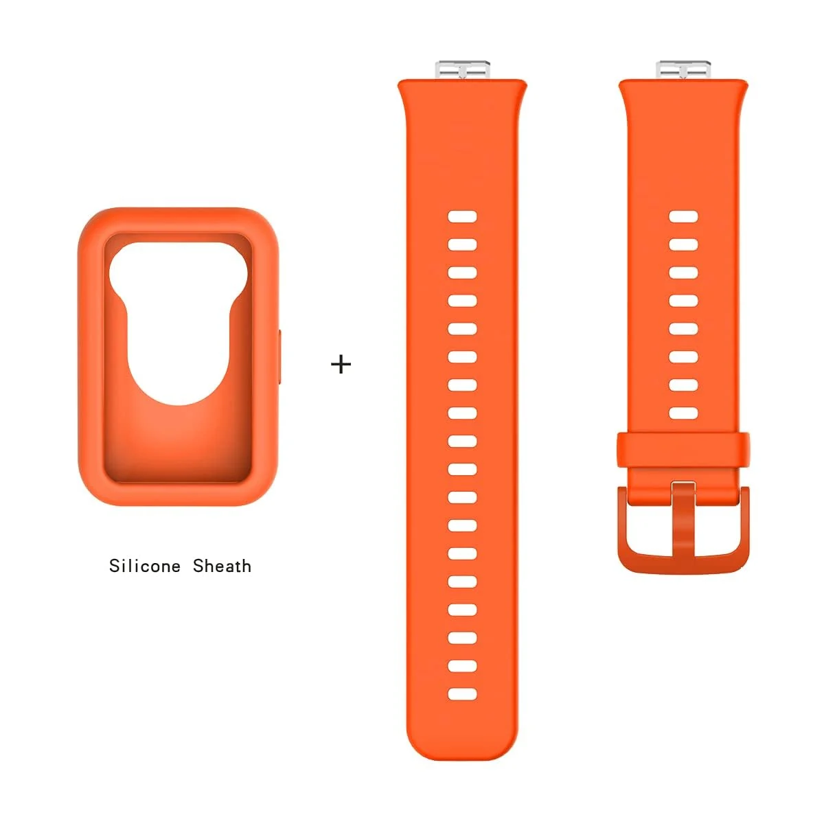 DL3 Mobilak Silicone Watch Bands Compatible with Huawei Watch Fit for Women Men, Soft Rubber Quick Release Replacement Band and Case - Orange